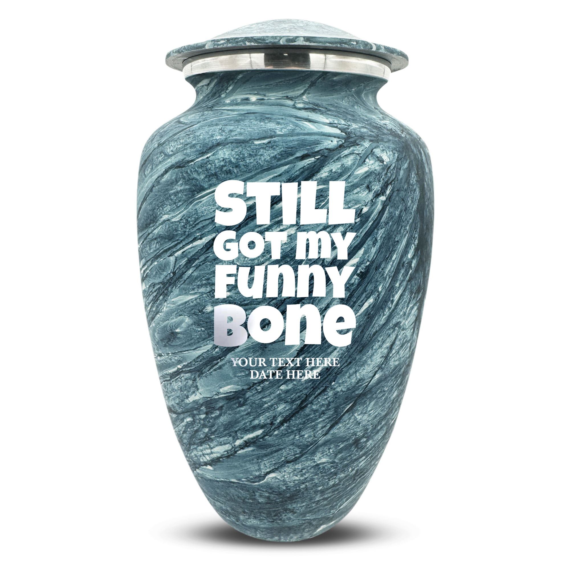 Custom Human Urns - Soft Whisper Collection - Simple Humor Design - Distressed Finish - 200 Cubic Inch