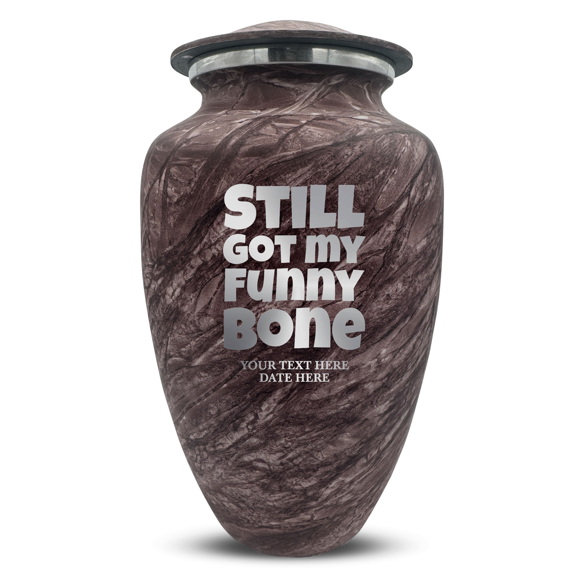 Custom Human Urns - Soft Whisper Collection - Simple Humor Design - Distressed Finish - 200 Cubic Inch