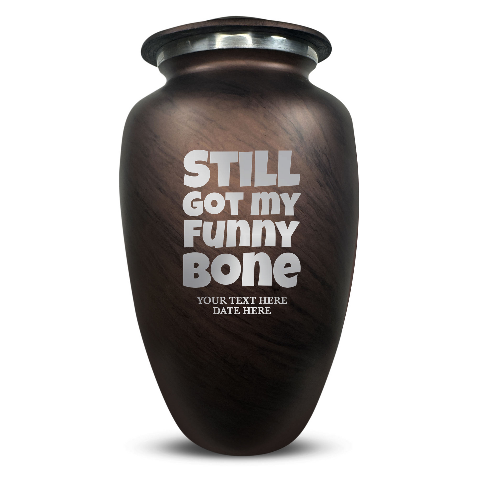 Custom Human Urns - Soft Whisper Collection - Simple Humor Design - Distressed Finish - 200 Cubic Inch