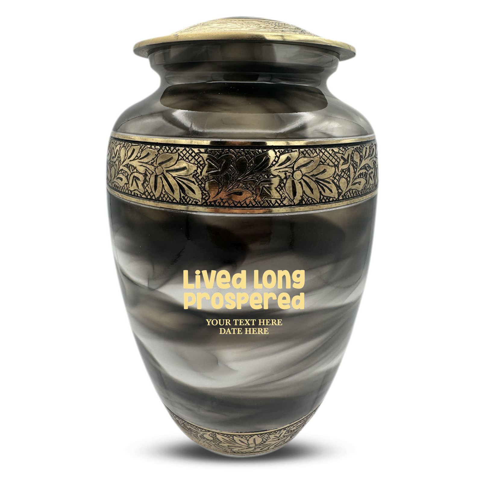 Custom Aluminum Human Urns - Suzesta Pearl White Memorial Urn - Funny TV Design - 200 Cubic Inch