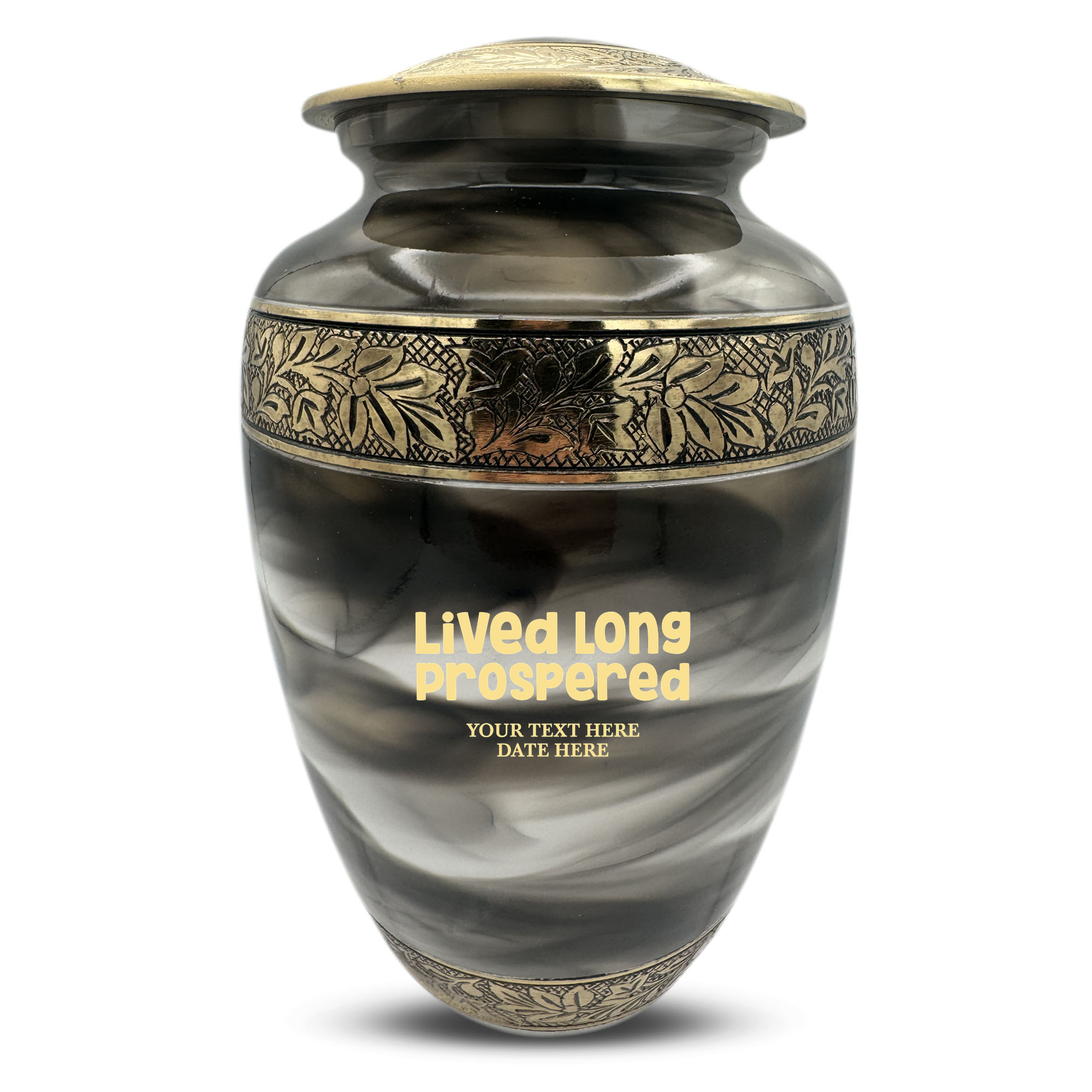 Custom Aluminum Cremation Urn for Human Ashes - Suzesta Pearl White Memorial Urn - Funny TV Design - 200 Cubic Inch