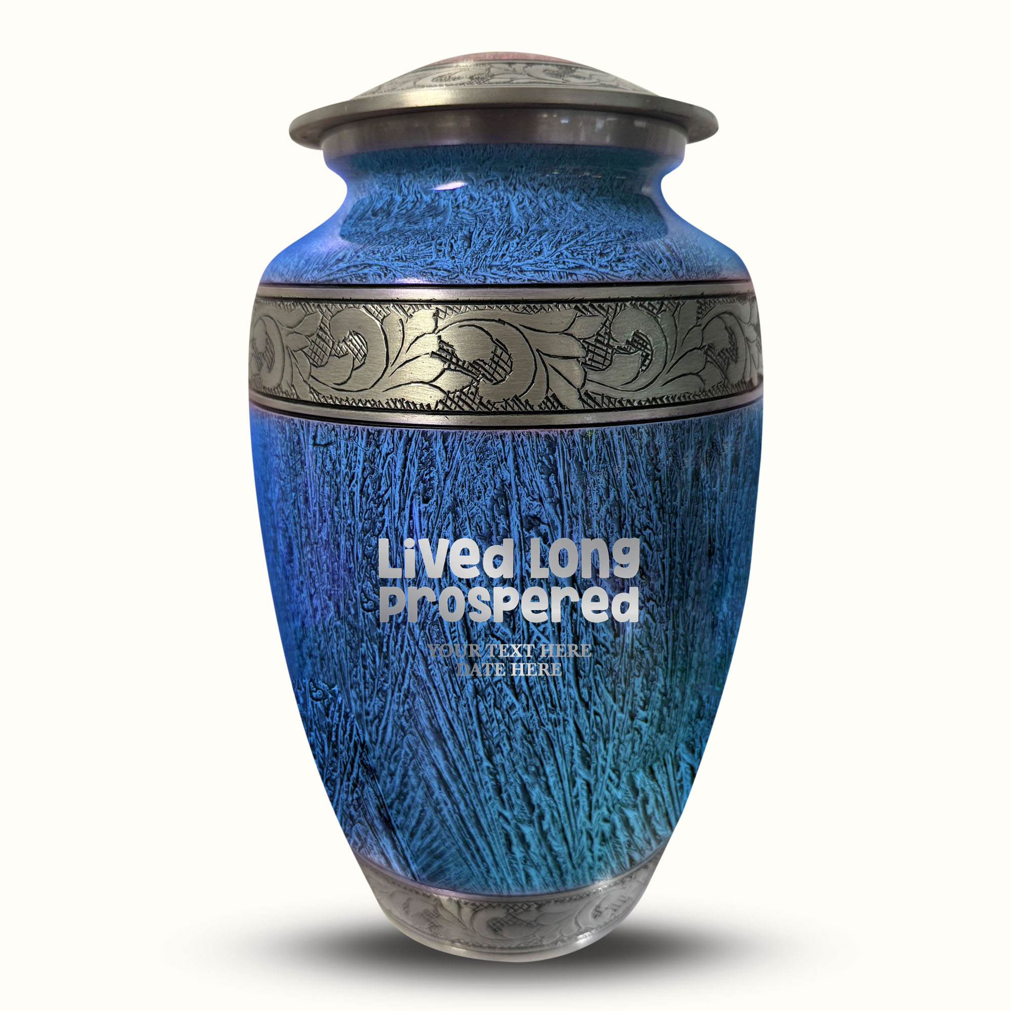 Custom Large Cremation Urn for Human Ashes - Elevate Collection - Funny TV Design - Distressed Finish - 200 Cubic Inch