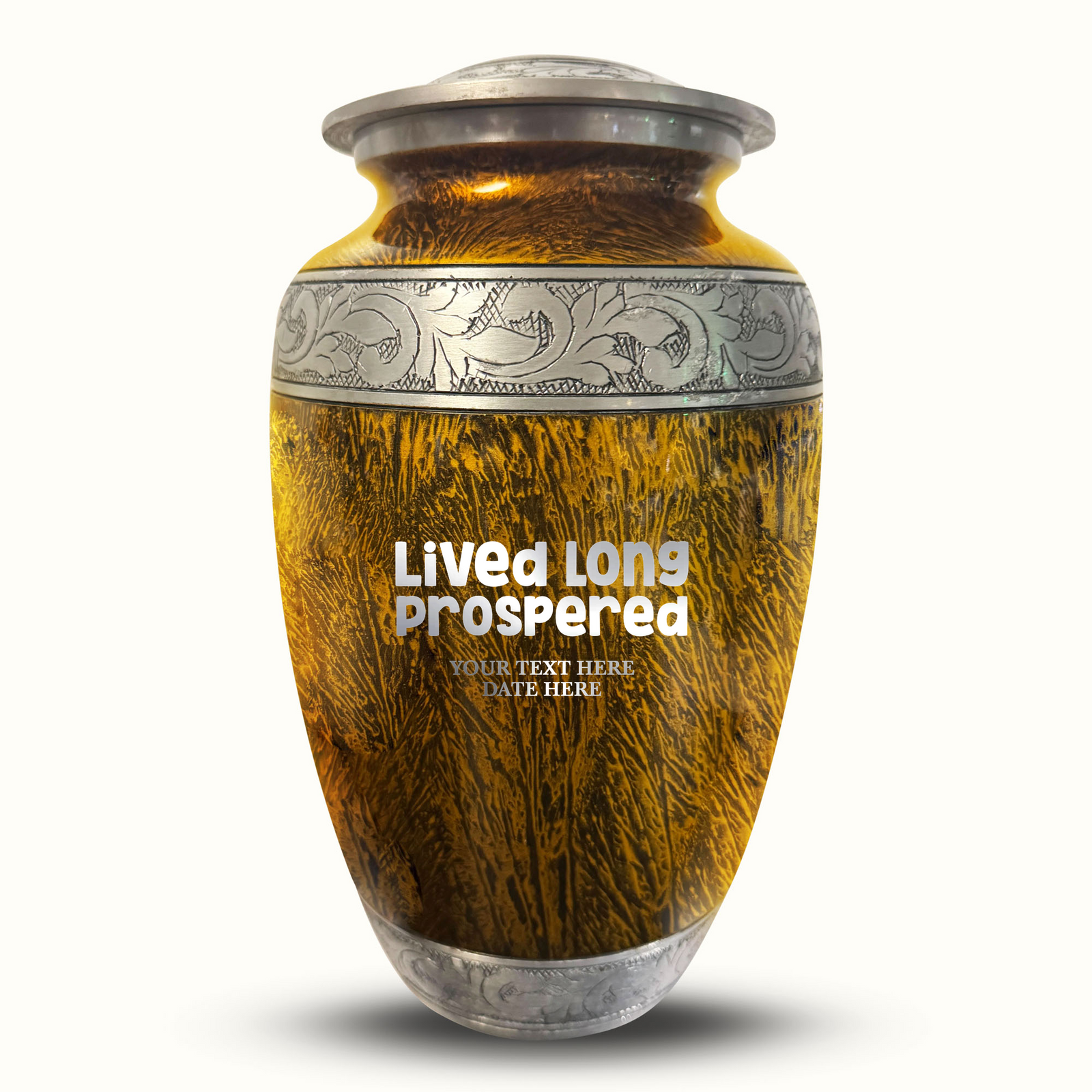 Custom Aluminum Human Urn - Elevate Collection - Funny TV Design - Distressed Finish - 200 Cubic Inch
