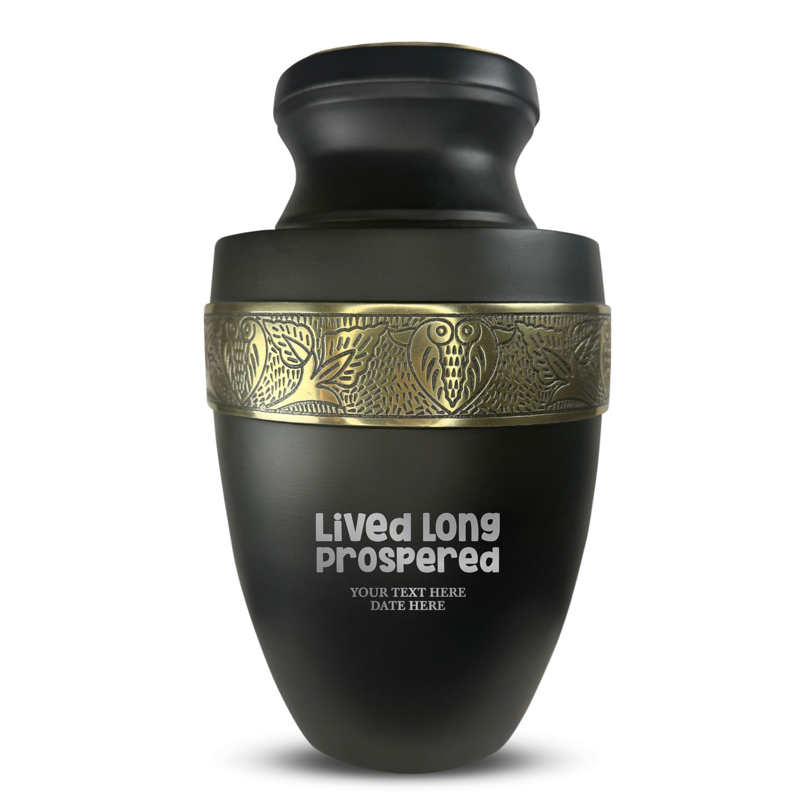 Custom Aluminum Human Urn - Funny TV Entertainment Design - Elite Collection with Gold Inlay - 200 Cubic Inch