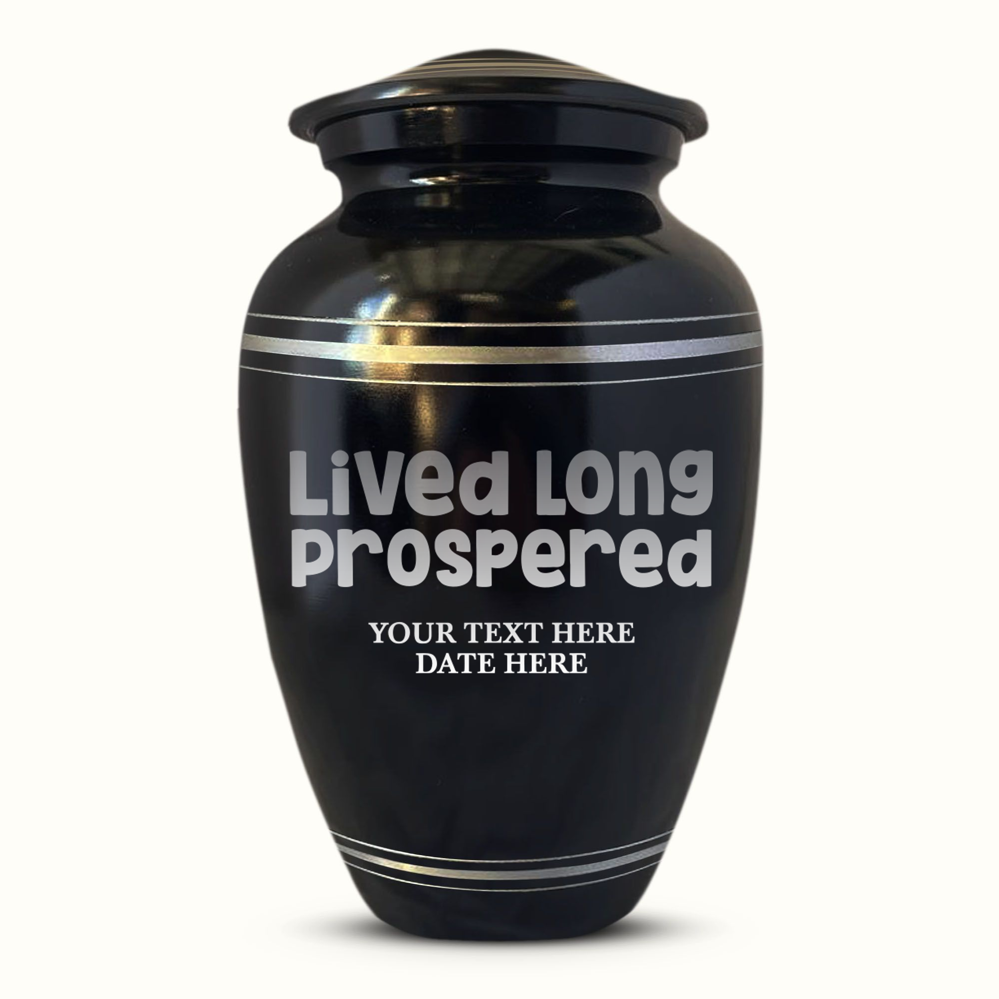 Polished Aluminum with Silver Rim Human Cremation Urn - 200 Cubic Inch | Funny Pop Culture