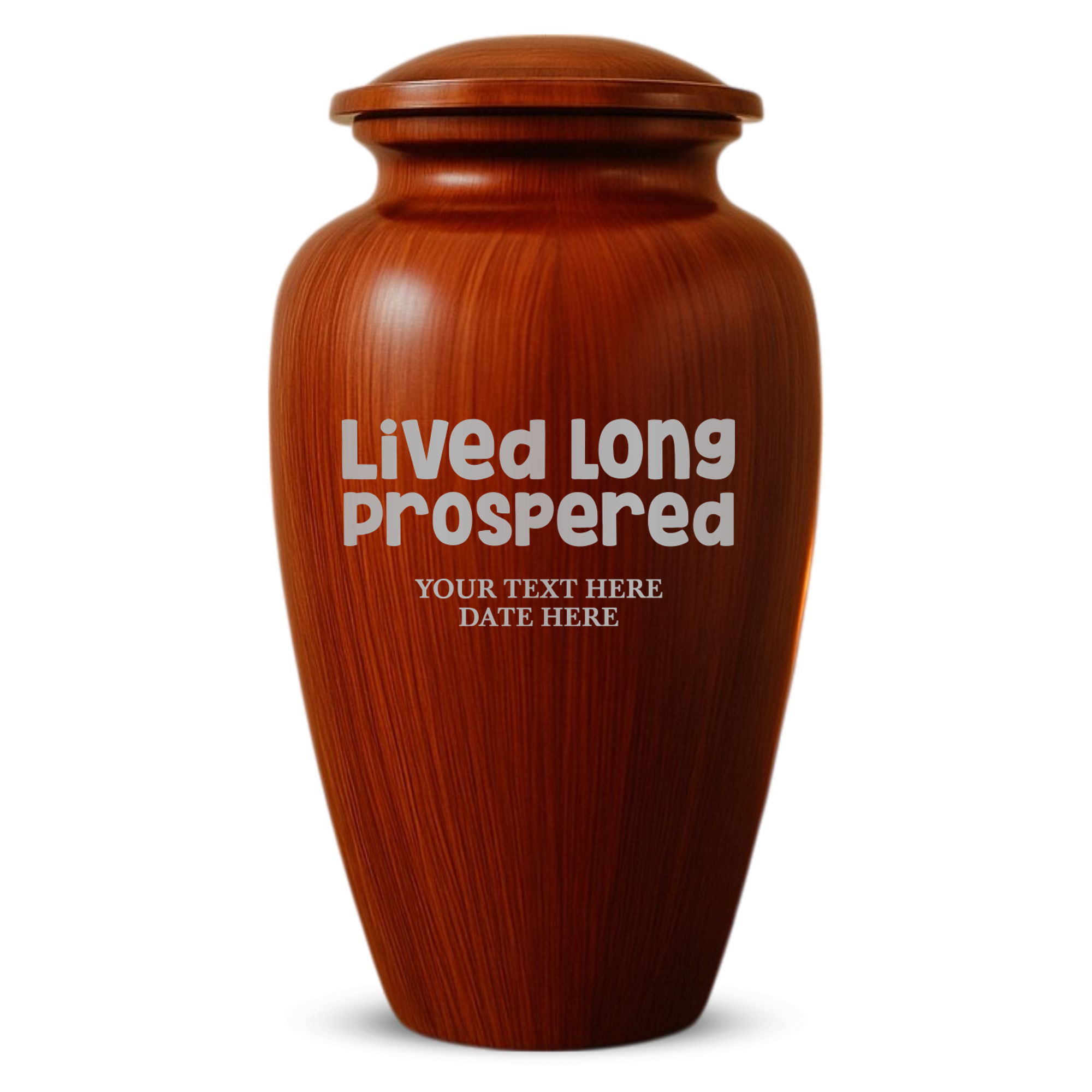Human Cremation Urn - 200 Cubic Inch - Ingrained Wood Style Finish | Pop Culture Humor