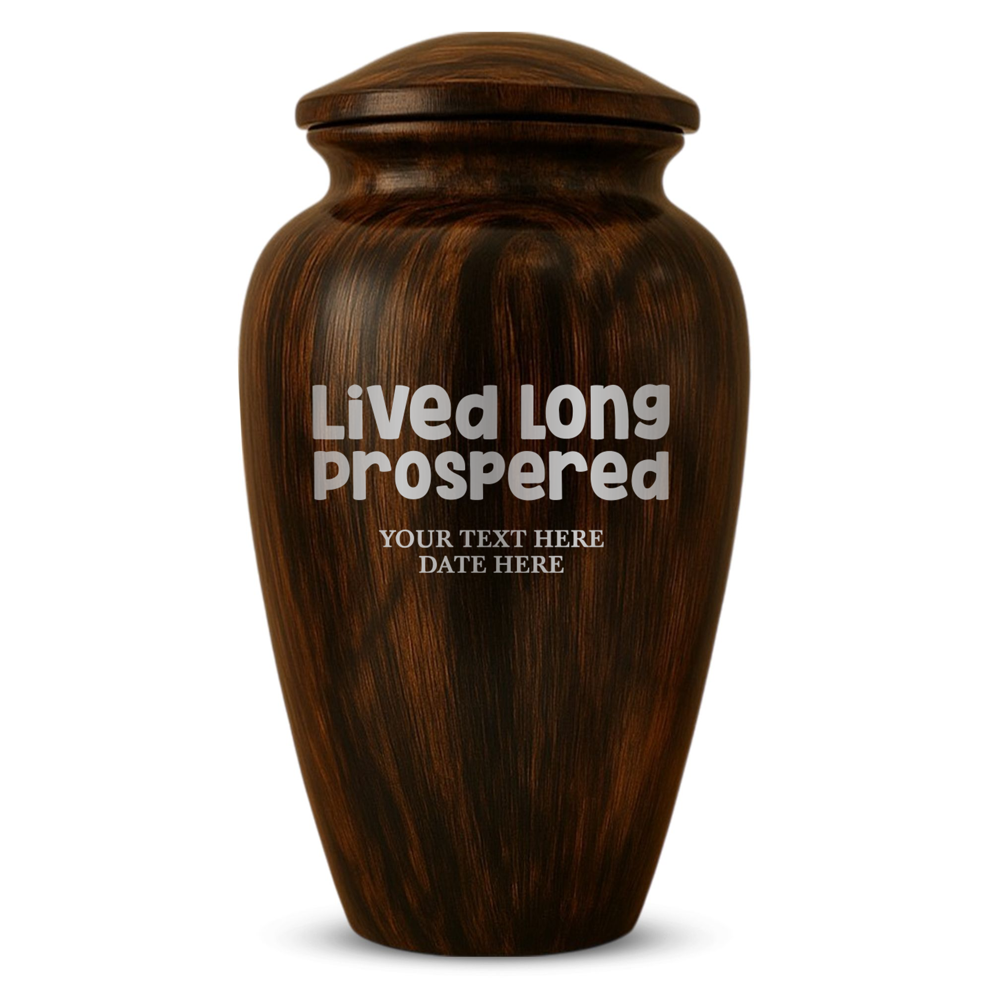 Human Cremation Urn - 200 Cubic Inch - Ingrained Wood Style Finish | Pop Culture Humor