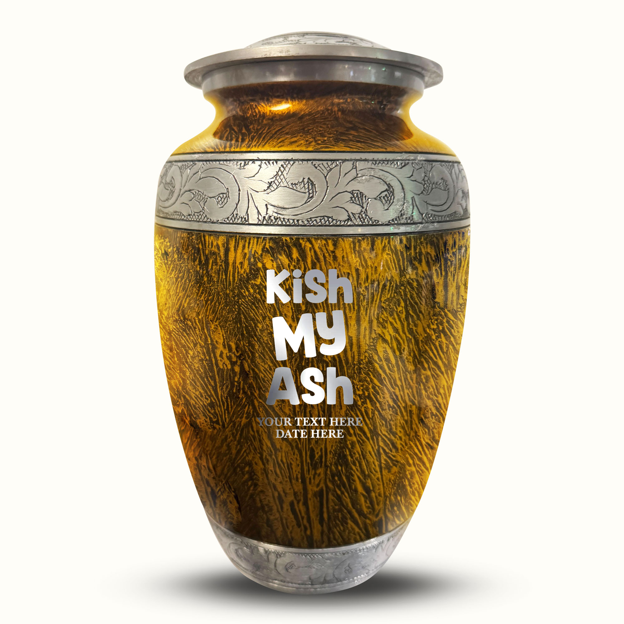 Custom Large Cremation Urn for Human Ashes - Elevate Collection - Dark Humor Design - Distressed Finish - 200 Cubic Inch