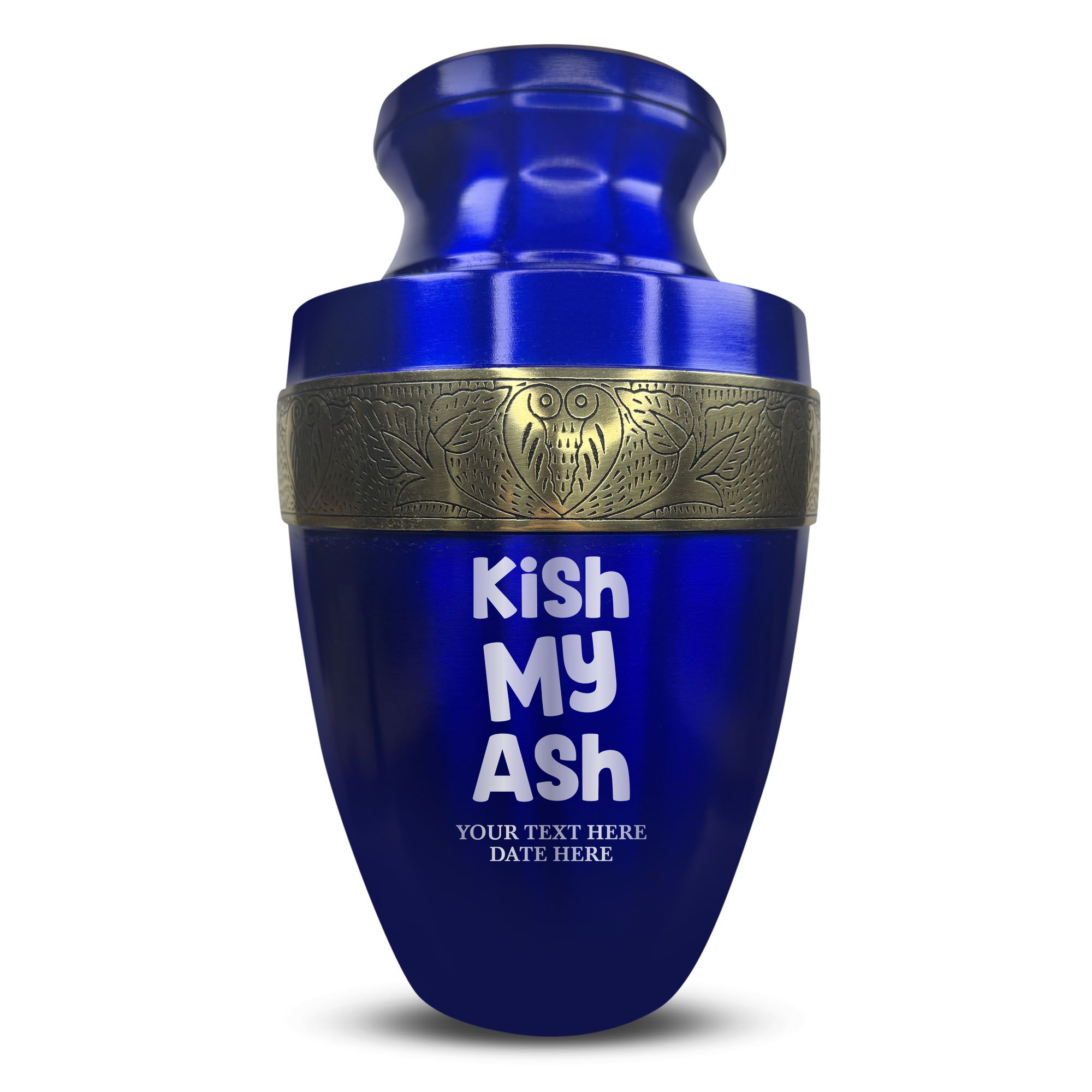 Elite Human Cremation Urn – 200 Cubic Inch – Aluminum with Gold Inlay | Afterlife Humor