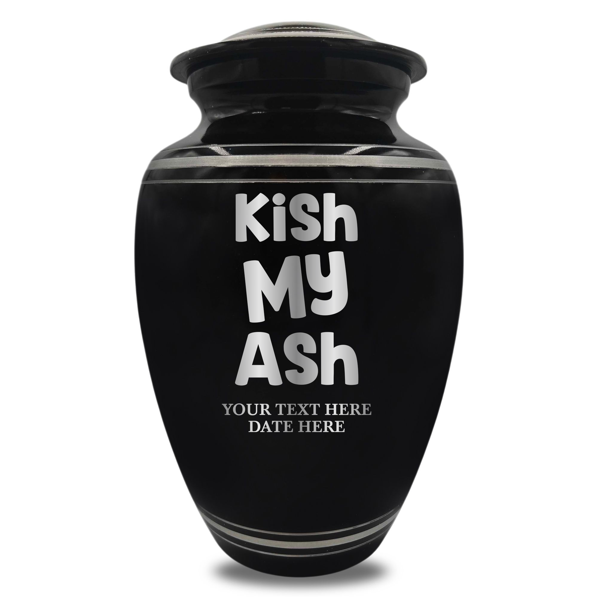 Polished Aluminum with Silver Rim Human Cremation Urn - 200 Cubic Inch | Afterlife Humor