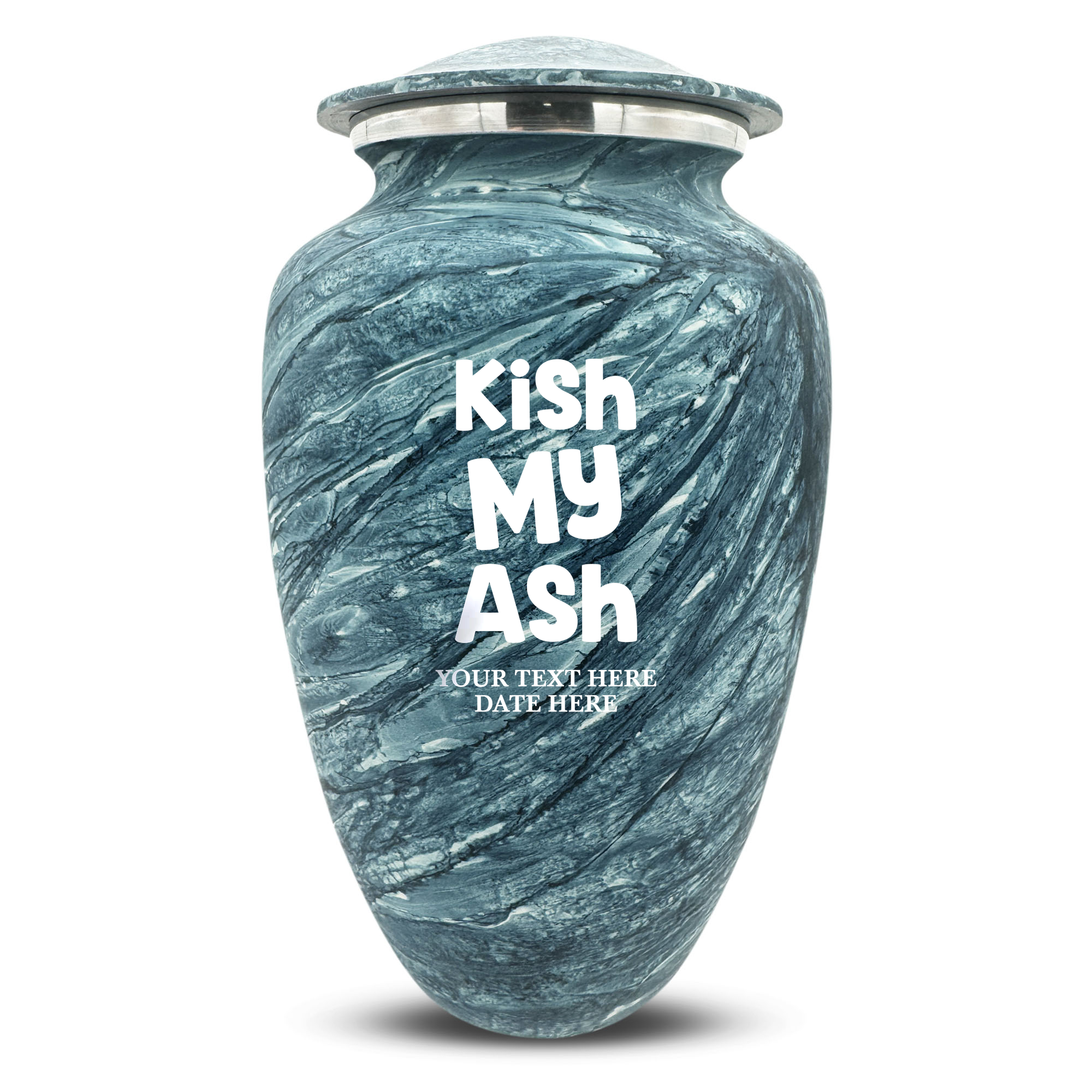 Custom Large Cremation Urn for Human Ashes - Soft Whisper Collection - Dark Humor Design - Distressed Finish - 200 Cubic Inch