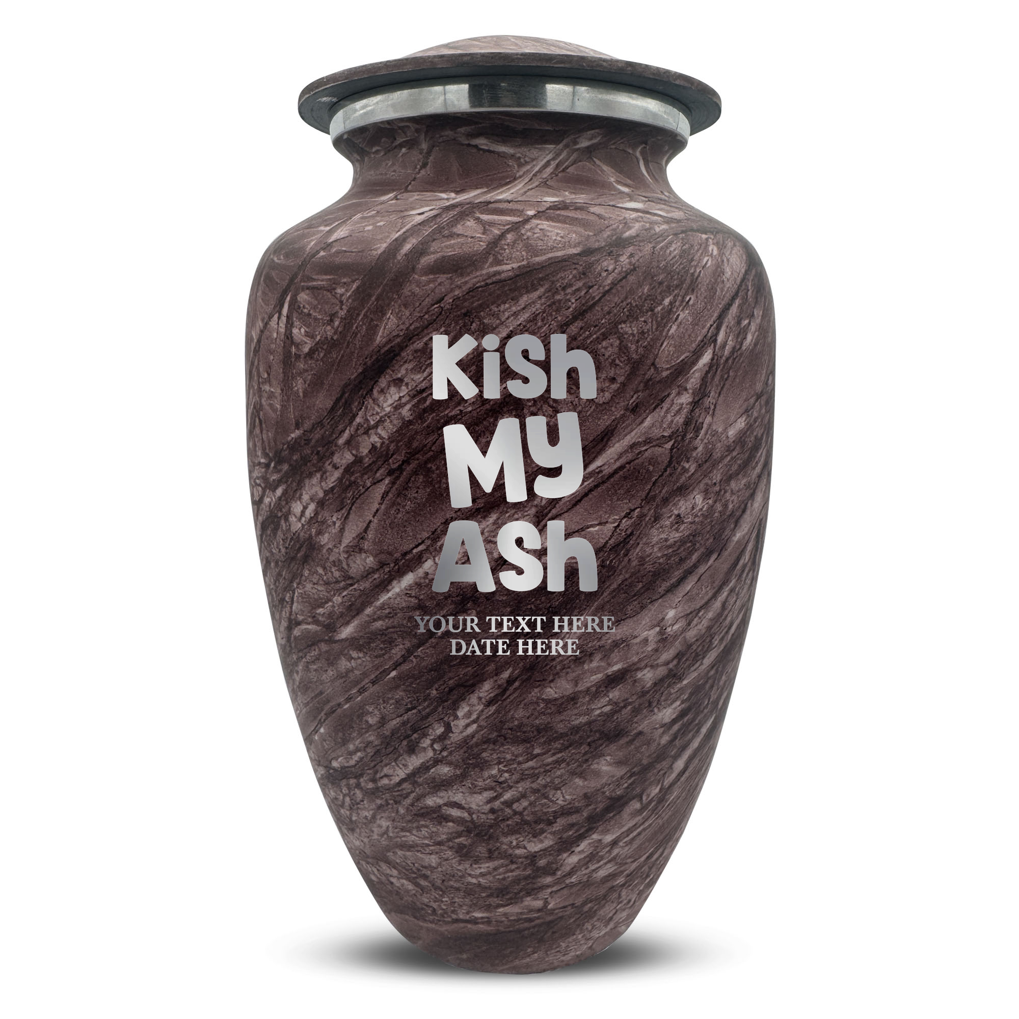 Custom Large Cremation Urn for Human Ashes - Soft Whisper Collection - Dark Humor Design - Distressed Finish - 200 Cubic Inch