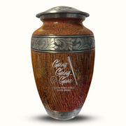 Custom Aluminum Human Urn - Elevate Collection - Funny Baseball Design - Distressed Finish - 200 Cubic Inch