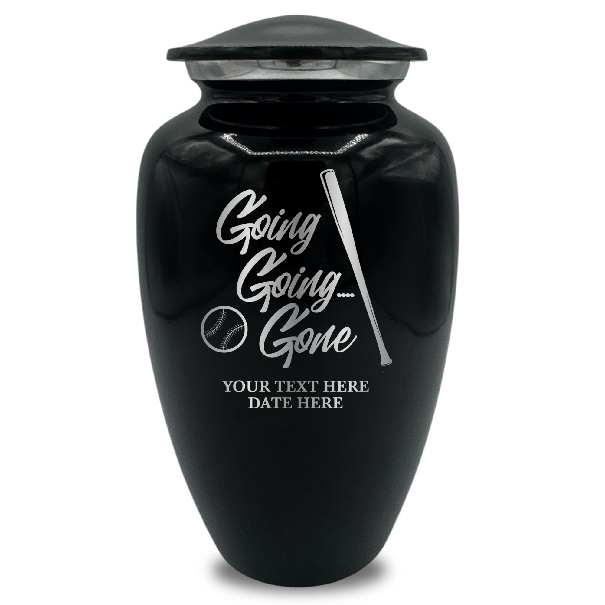 Splendor Human Cremation Urn - 200 Cubic Inch Capacity - Metal | Funny Baseball Memorial