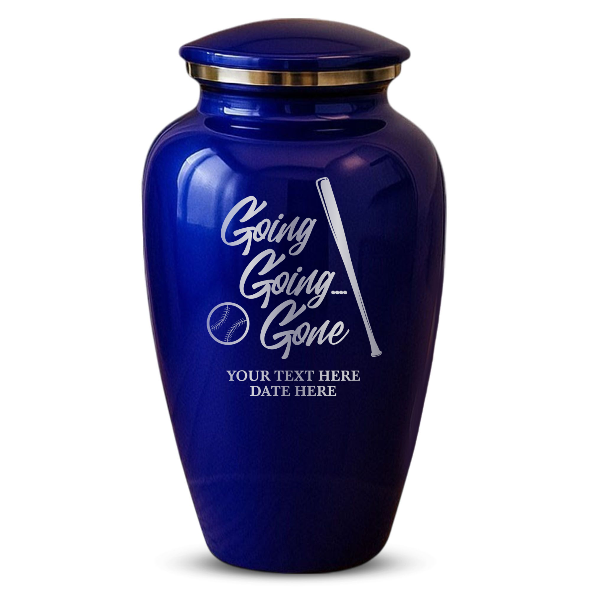 Splendor Human Cremation Urn - 200 Cubic Inch Capacity - Metal | Funny Baseball Memorial