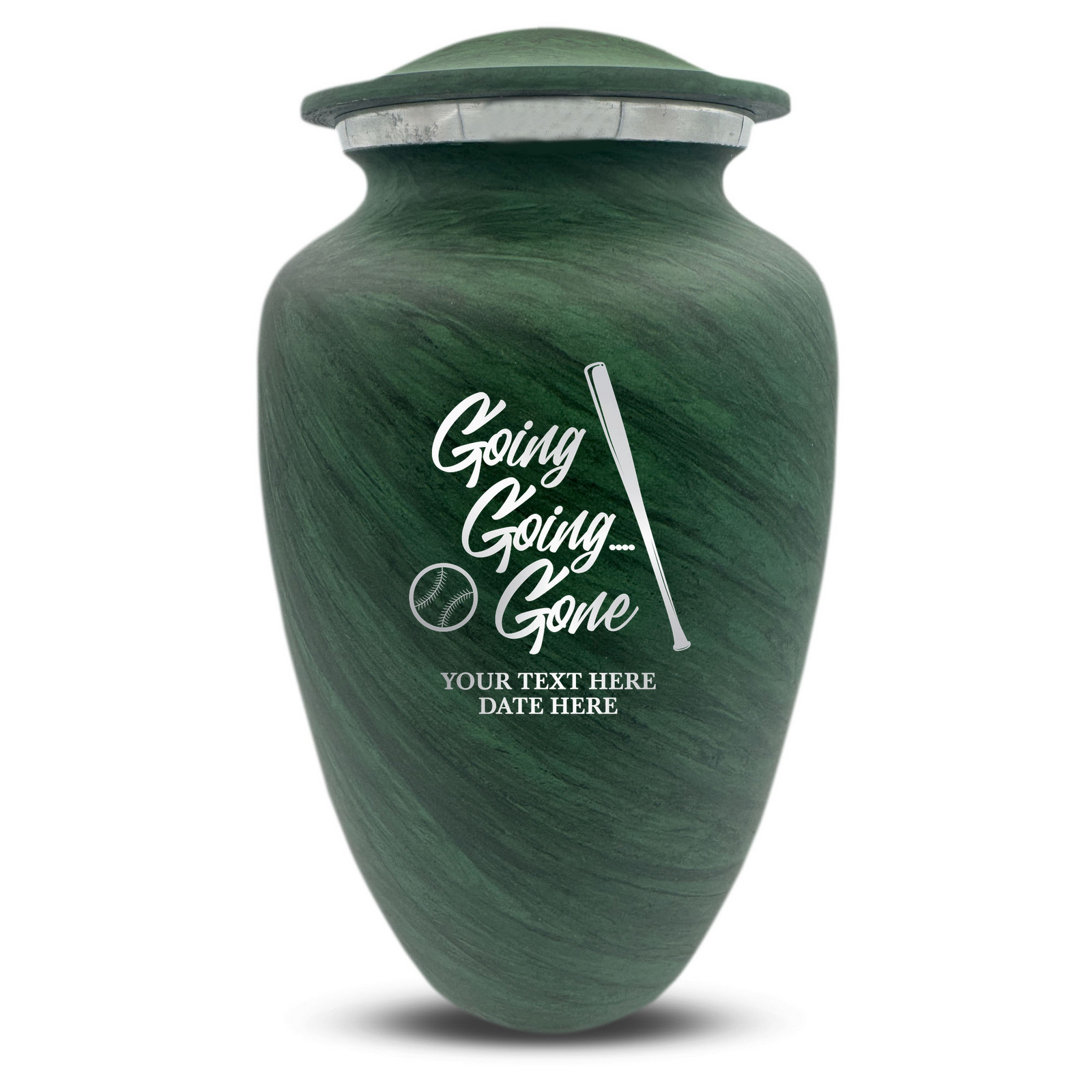 Custom Human Urns - Soft Whisper Collection - Funny Baseball Design - Distressed Finish - 200 Cubic Inch