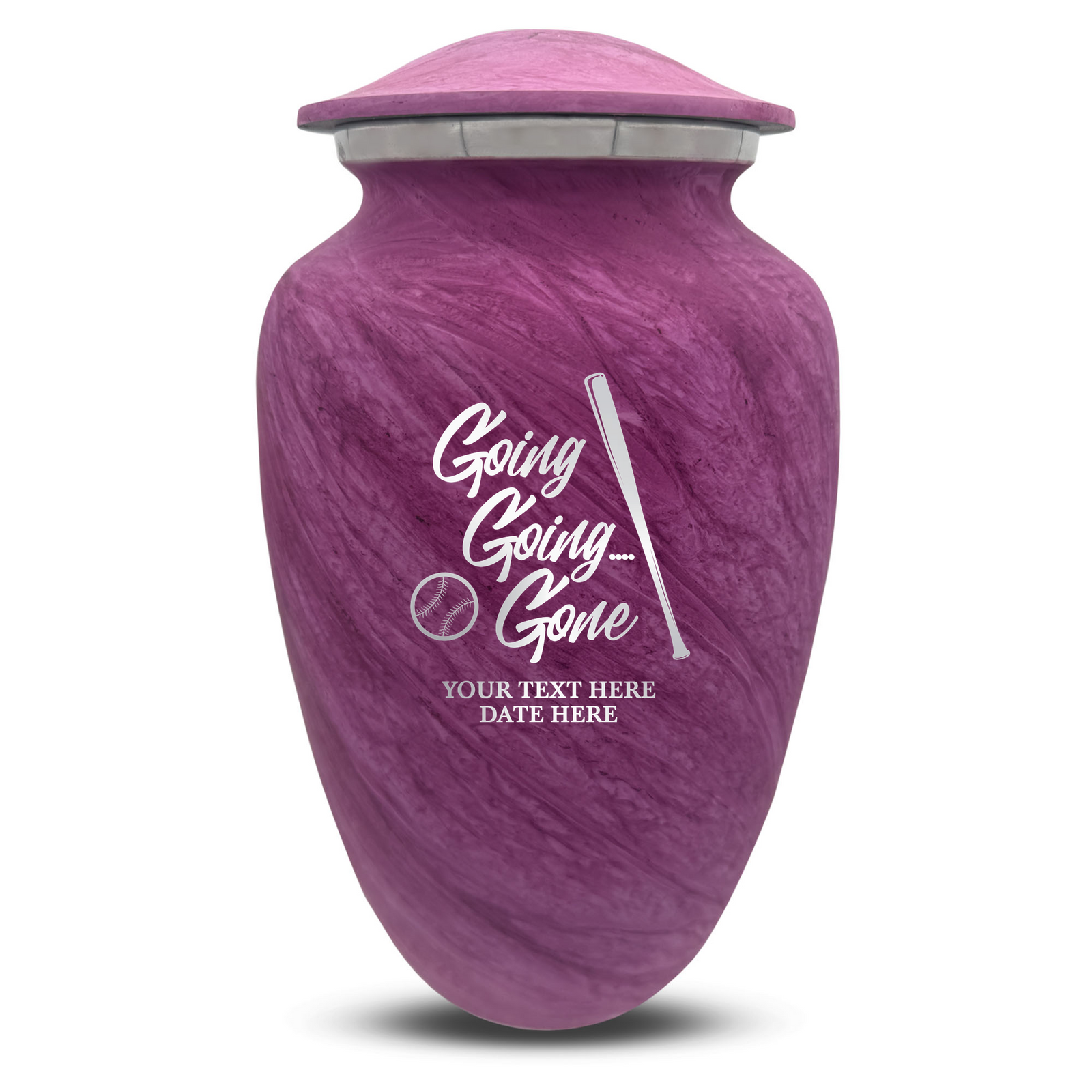 Custom Human Urns - Soft Whisper Collection - Funny Baseball Design - Distressed Finish - 200 Cubic Inch