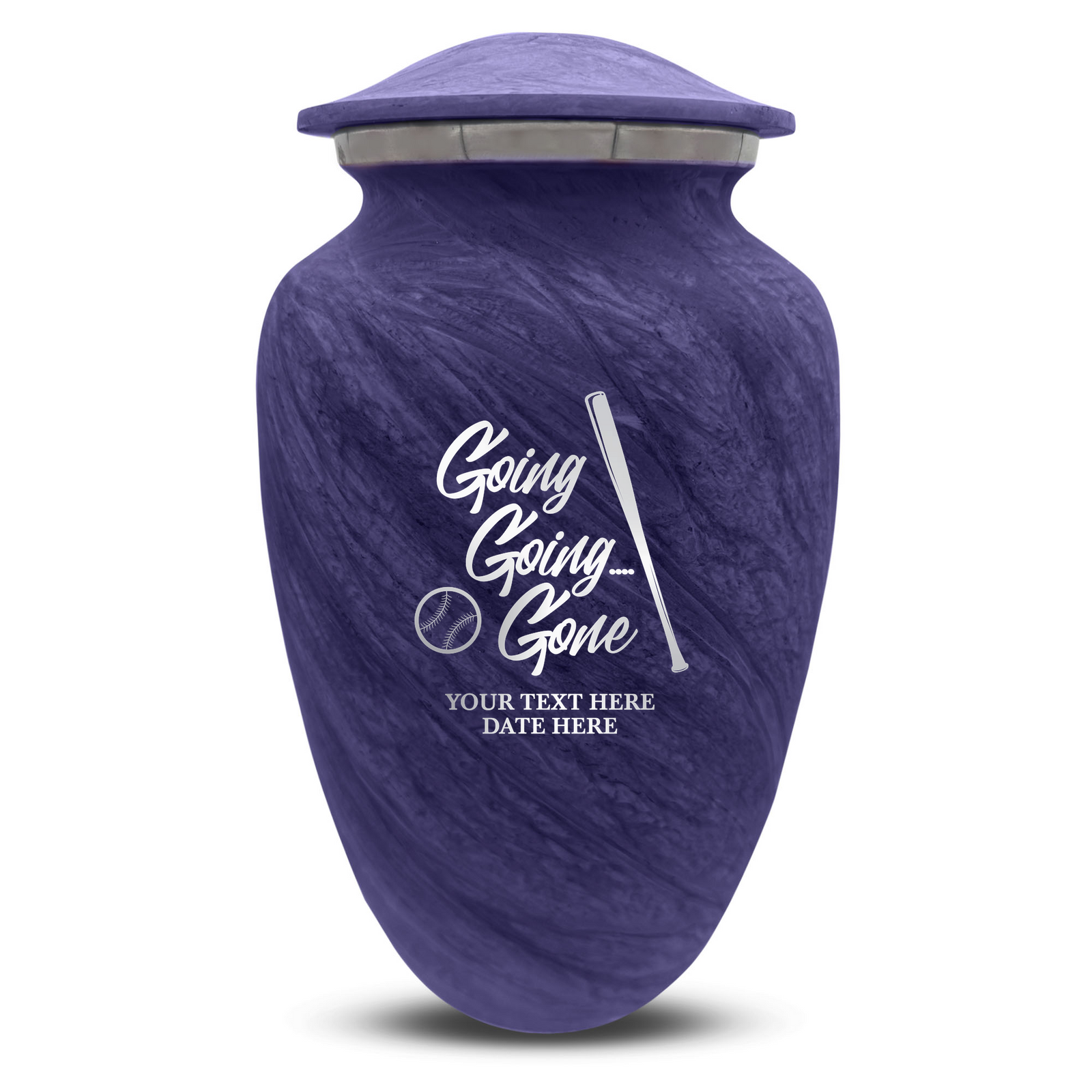 Custom Human Urns - Soft Whisper Collection - Funny Baseball Design - Distressed Finish - 200 Cubic Inch