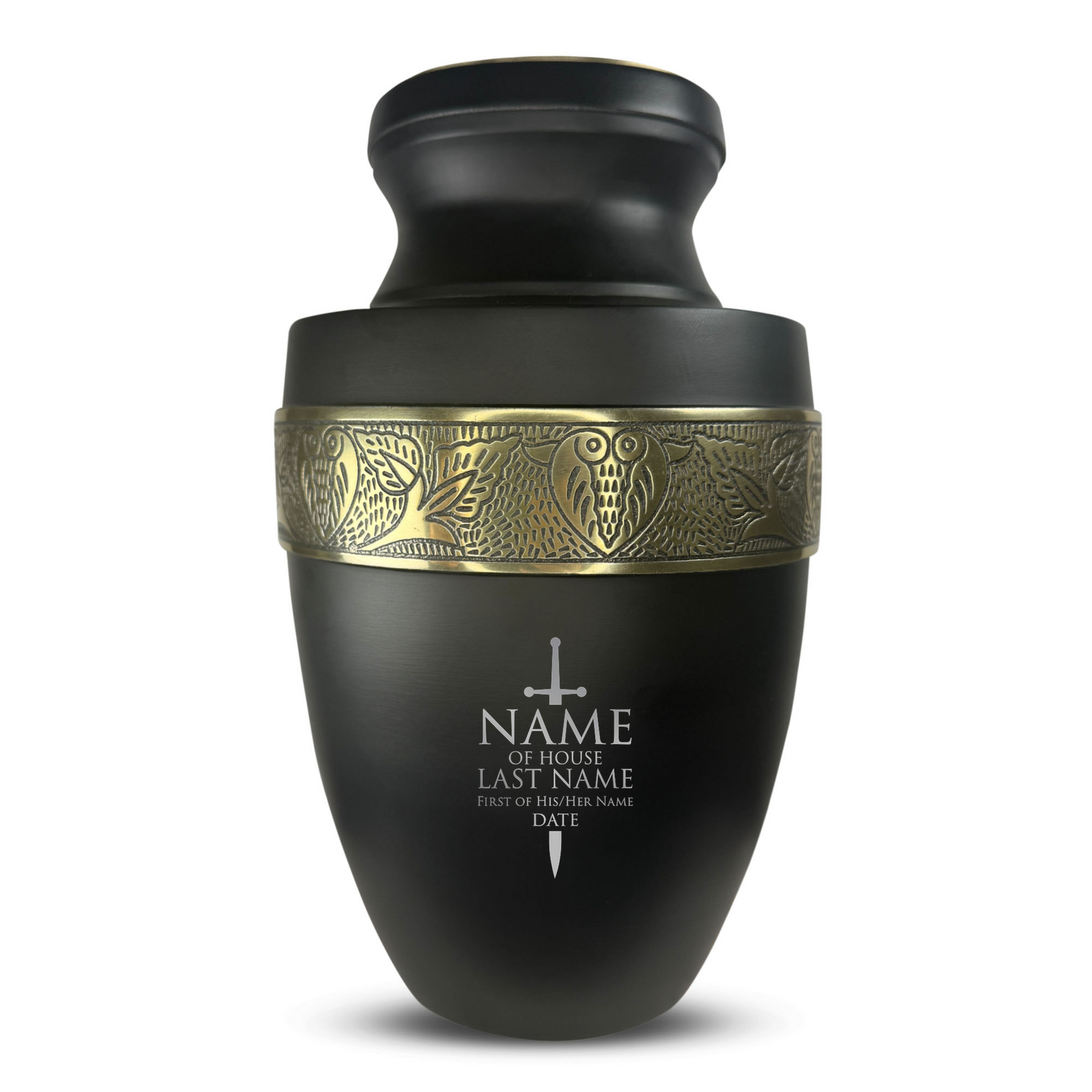 Custom Aluminum Human Urn - Funny Urn Design - Elite Collection with Gold Inlay - 200 Cubic Inch