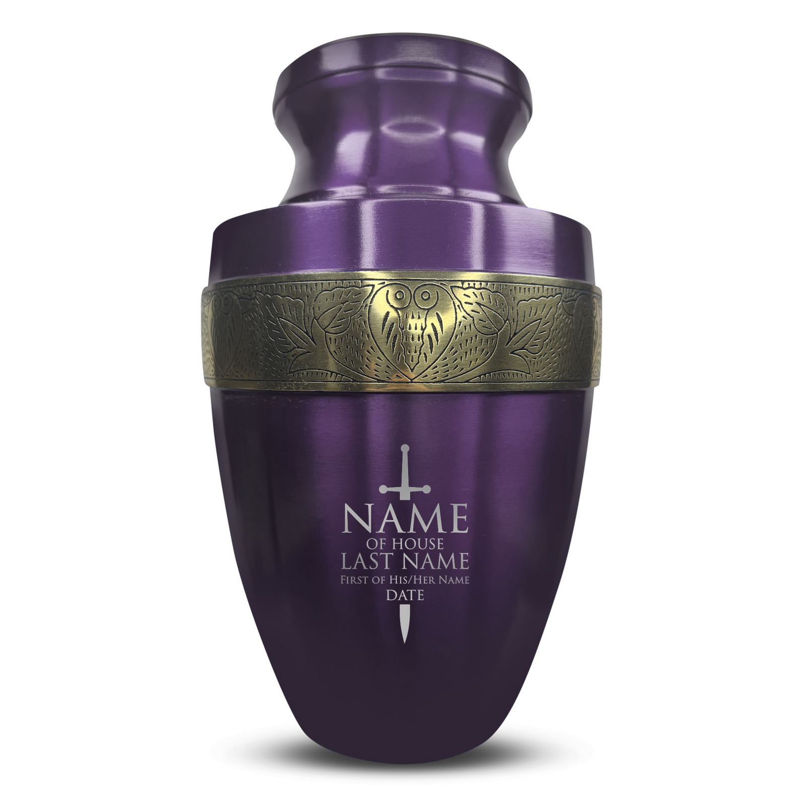 Custom Aluminum Human Urn - Funny Urn Design - Elite Collection with Gold Inlay - 200 Cubic Inch
