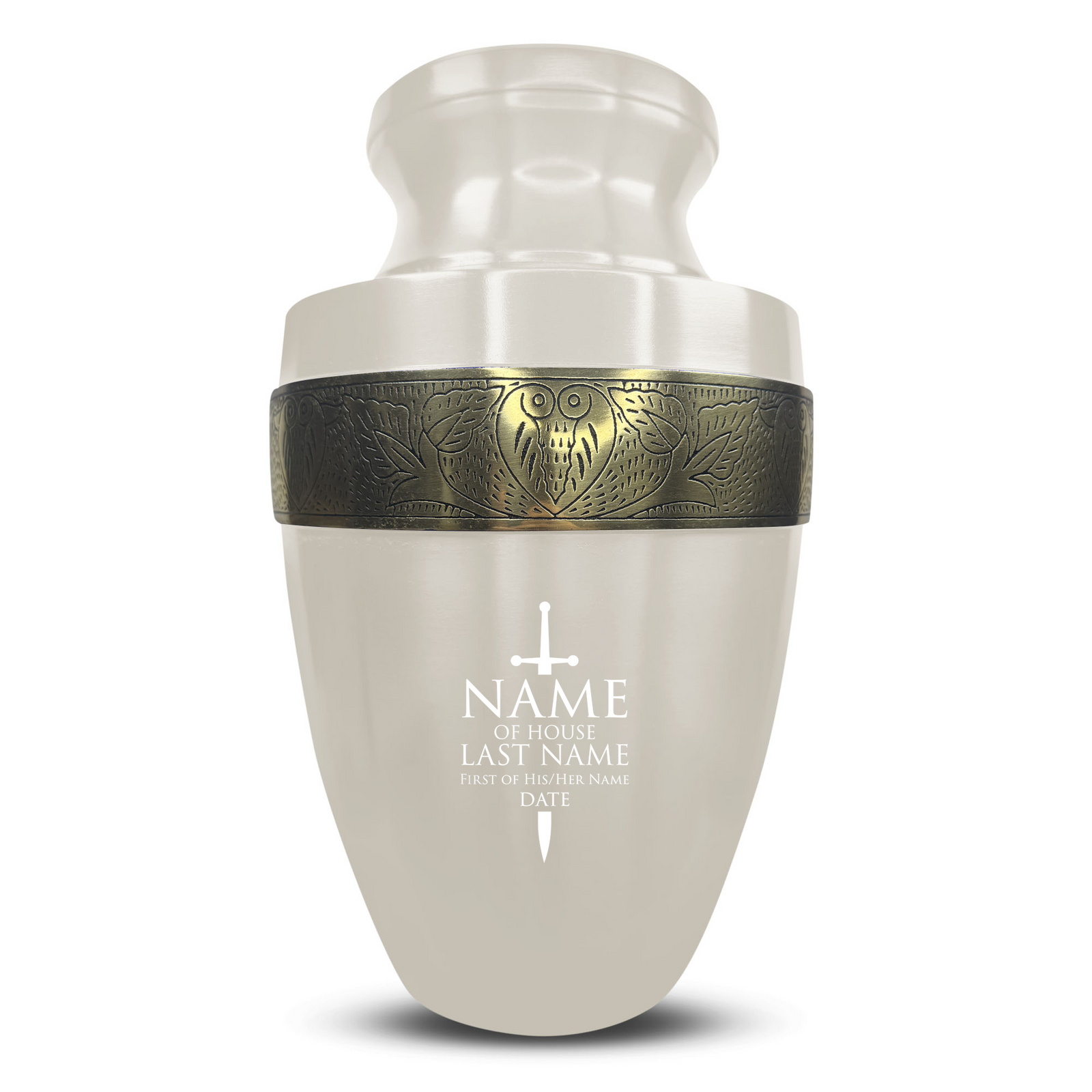 Custom Aluminum Human Urn - Funny Urn Design - Elite Collection with Gold Inlay - 200 Cubic Inch