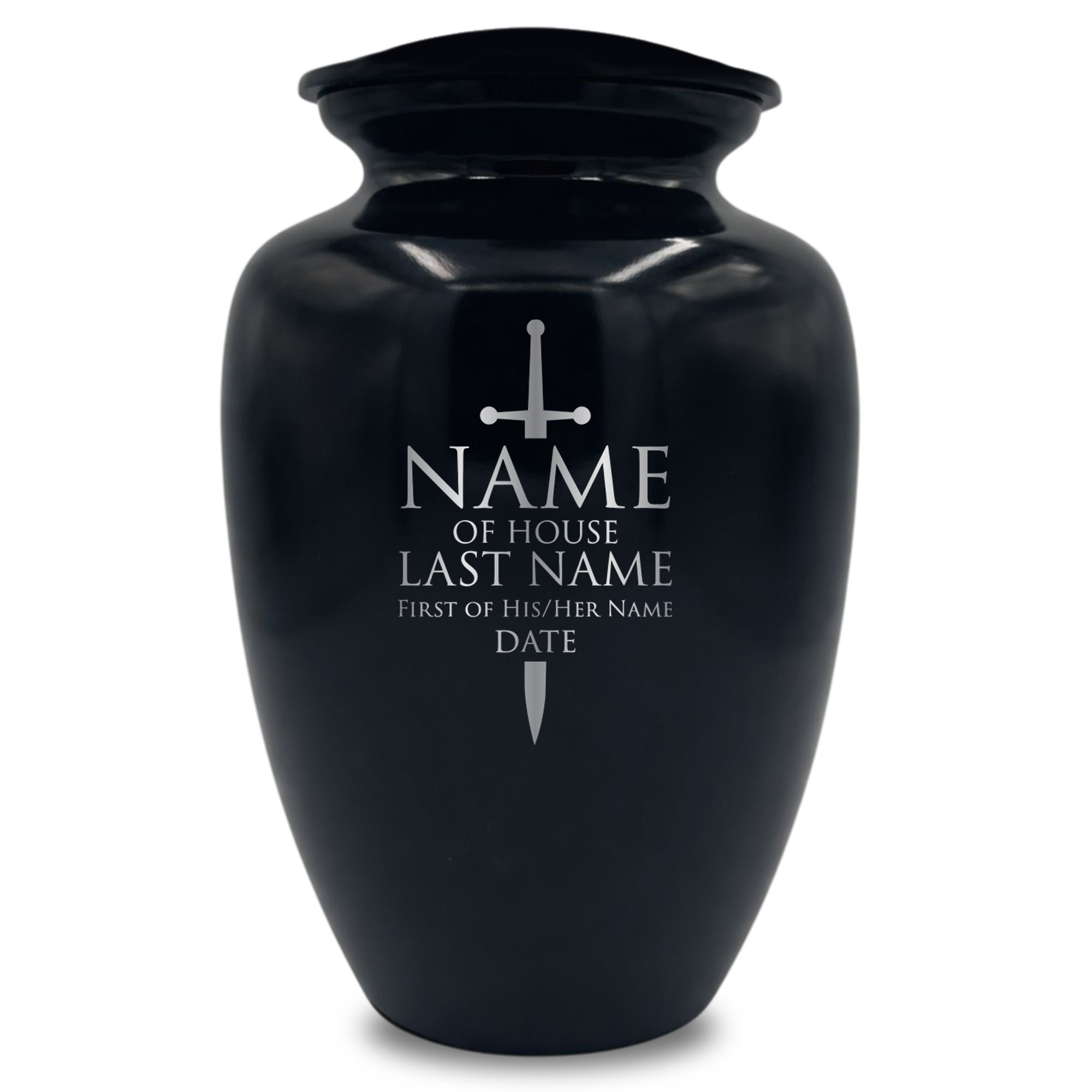Polished Extra Large Human Cremation Urn 350 Cubic Inch - Engraved Aluminum | Fantasy Memorial