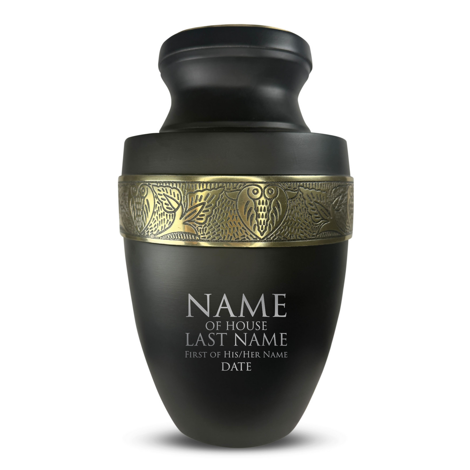 Custom Aluminum Human Urn - Funny Urn Design - Elite Collection with Gold Inlay - 200 Cubic Inch