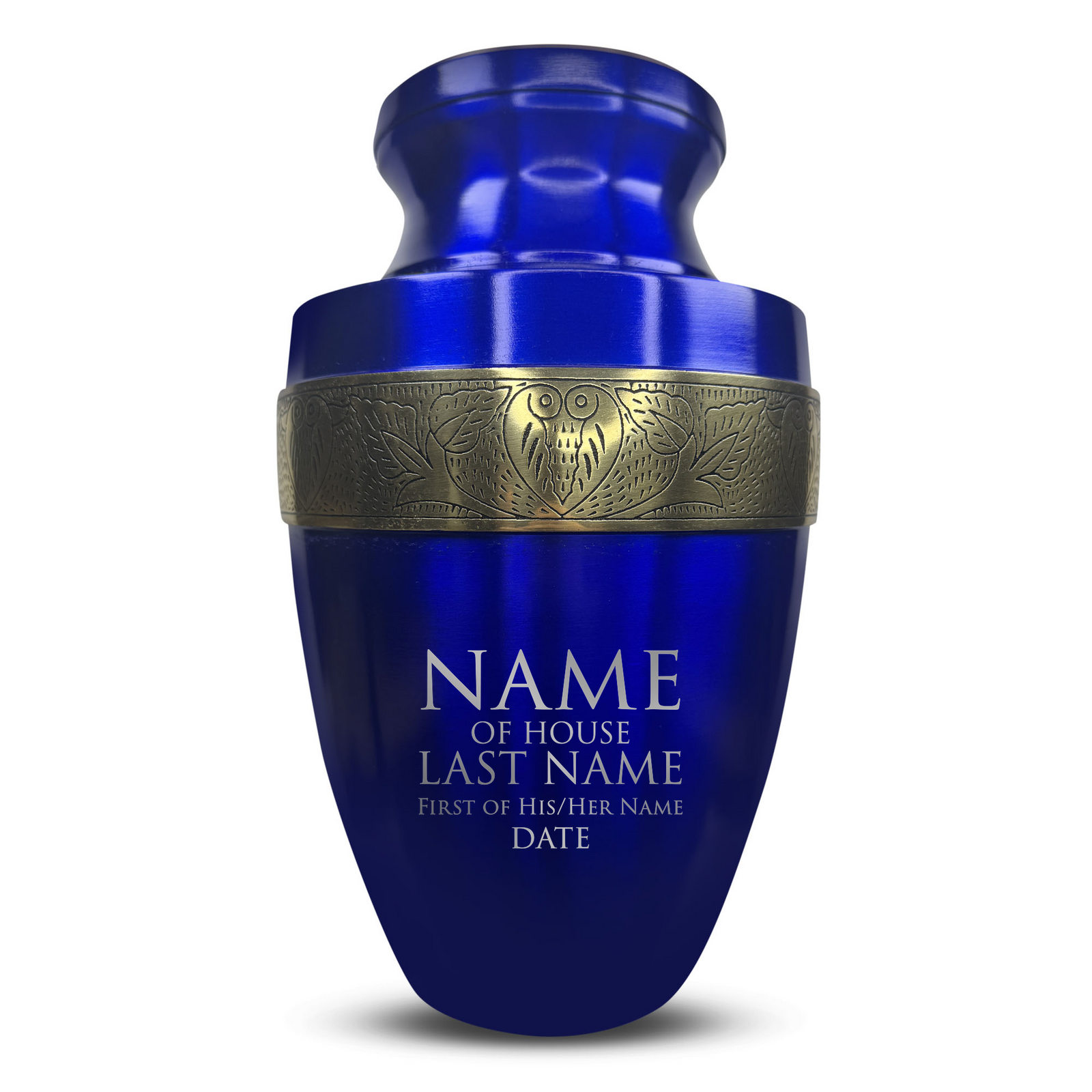 Custom Aluminum Human Urn - Funny Urn Design - Elite Collection with Gold Inlay - 200 Cubic Inch