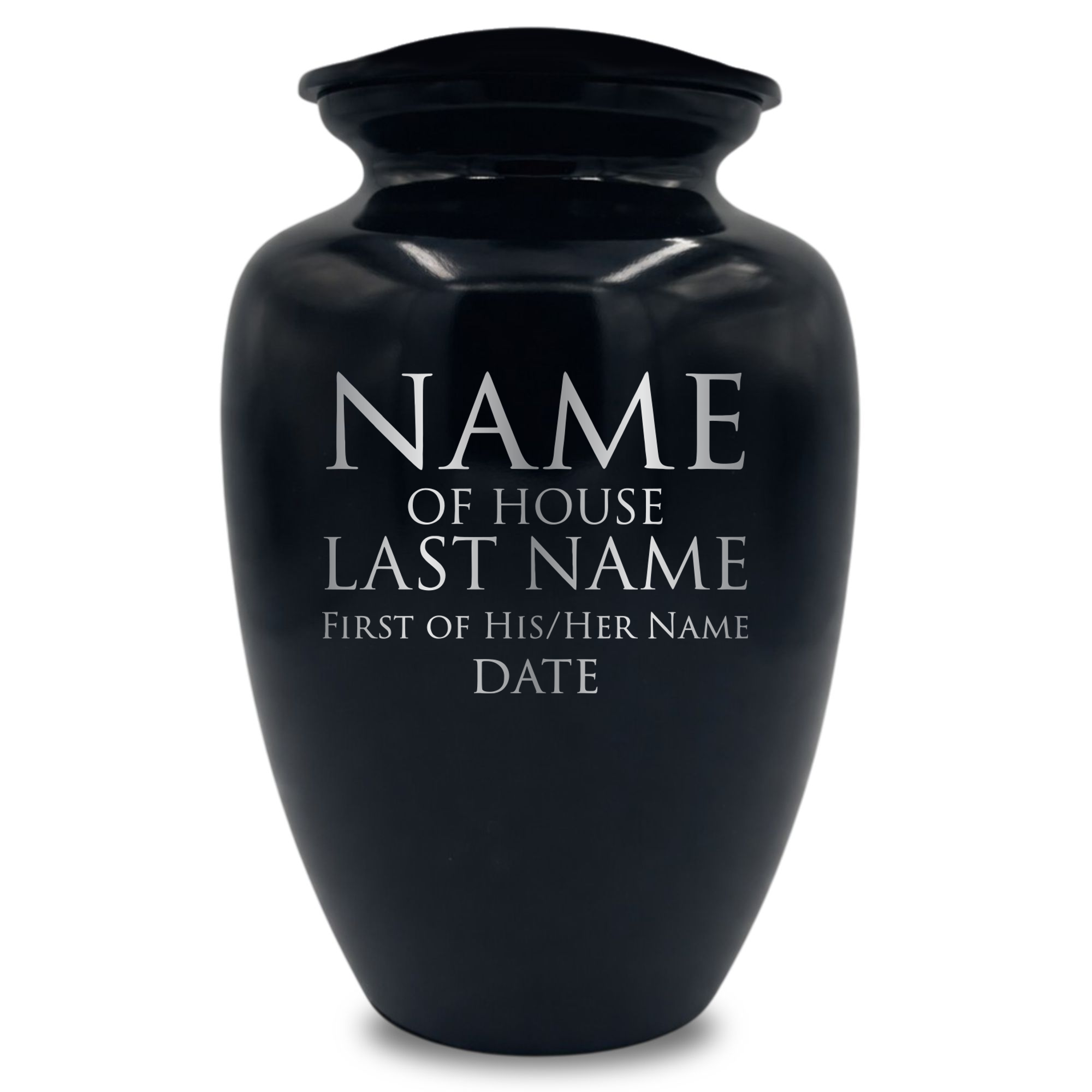 Polished Extra Large Human Cremation Urn 350 Cubic Inch - Engraved Aluminum | Fantasy Memorial