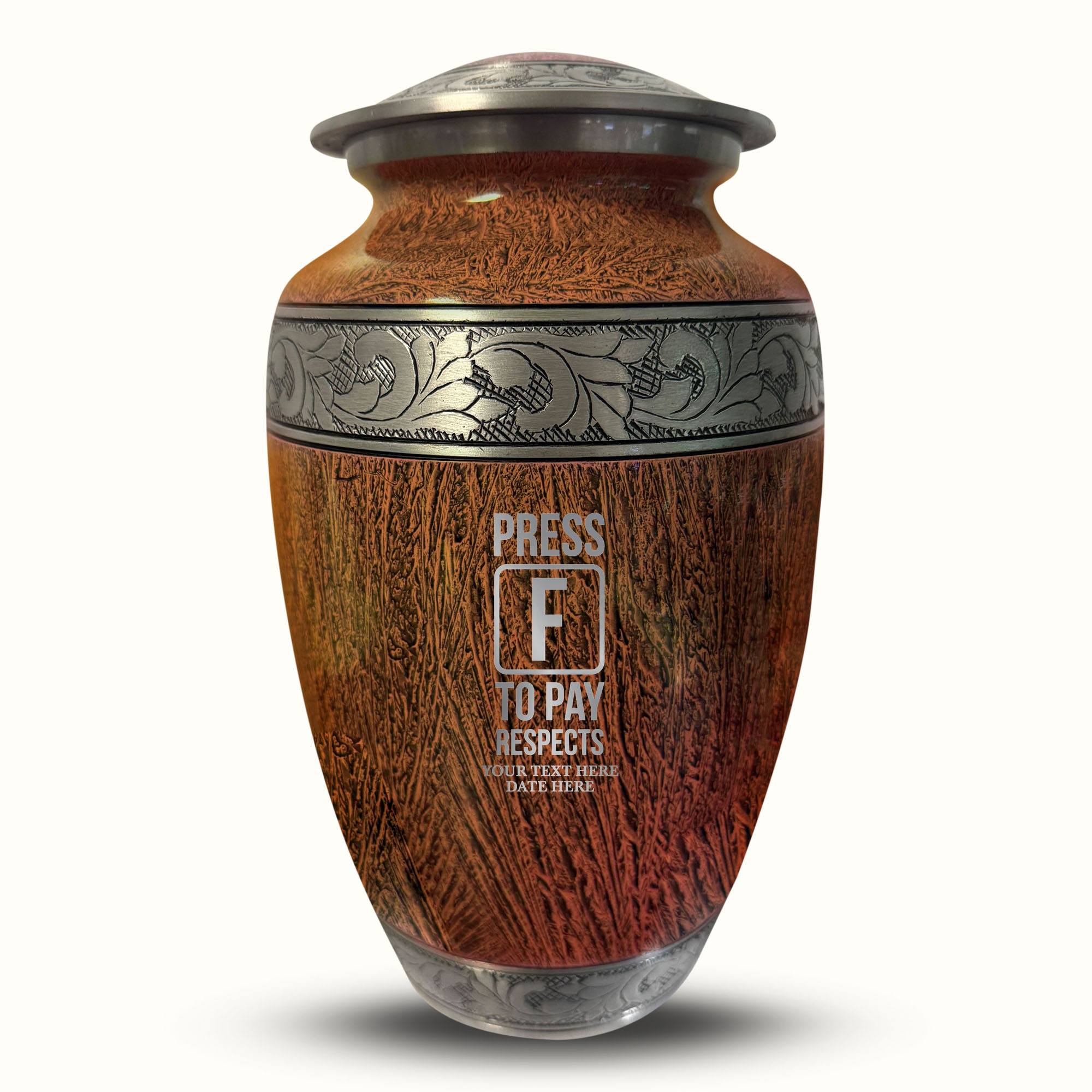 Custom Large Cremation Urn for Human Ashes - Elevate Collection - Funny Gaming Design - Distressed Finish - 200 Cubic Inch