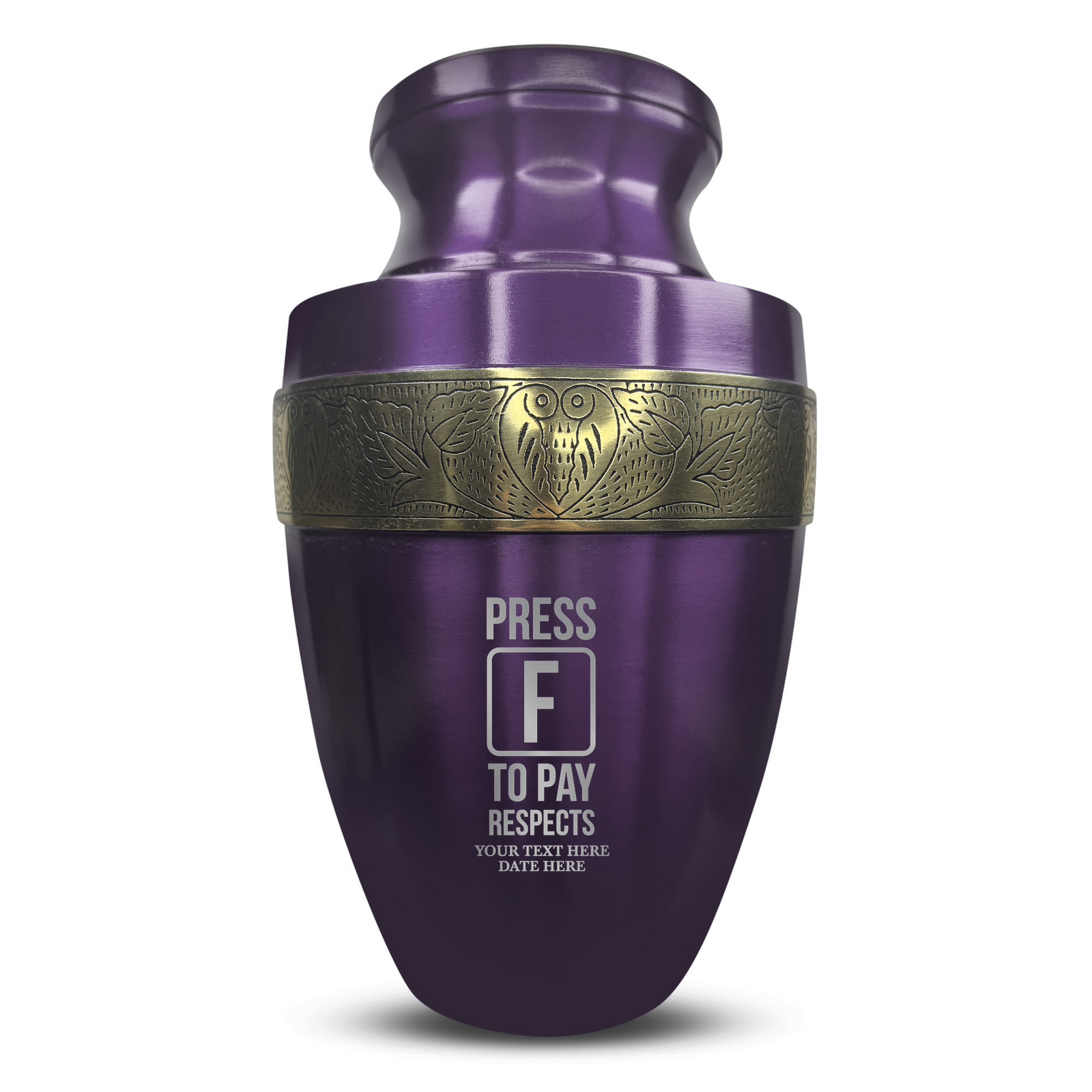 Custom Aluminum Human Urn - Funny Gaming Design - Elite Collection with Gold Inlay - 200 Cubic Inch