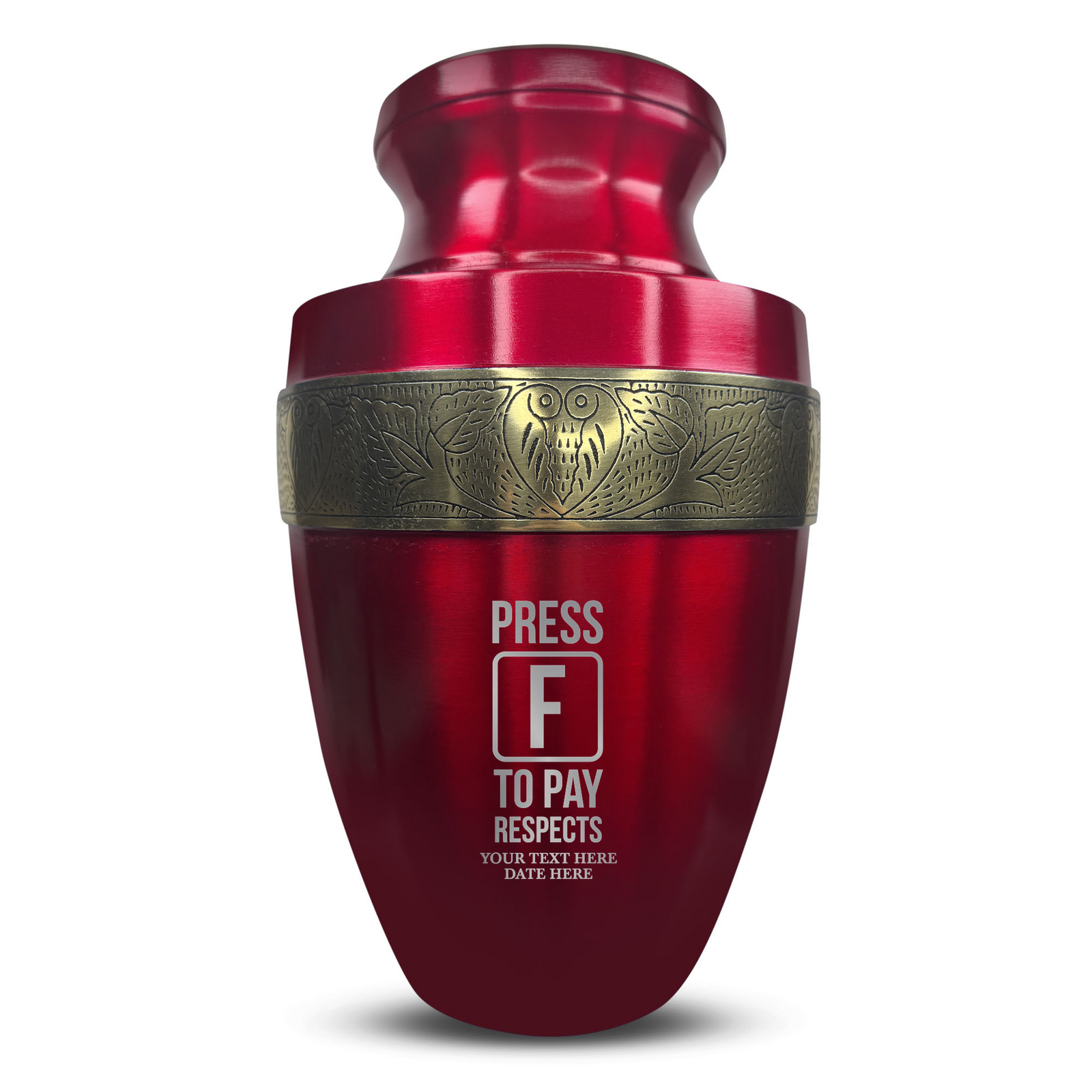 Custom Aluminum Human Urn - Funny Gaming Design - Elite Collection with Gold Inlay - 200 Cubic Inch