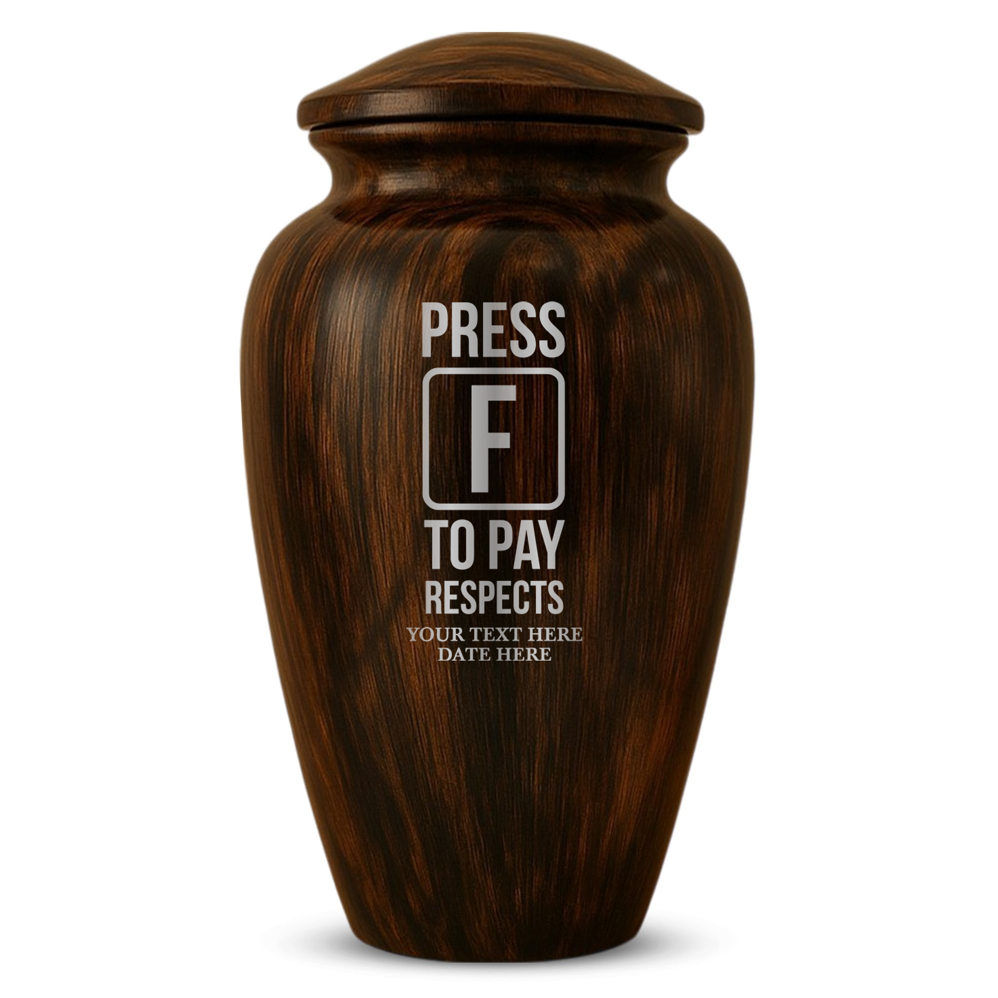 Human Cremation Urn - 200 Cubic Inch - Ingrained Wood Style Finish | Gaming Memorial