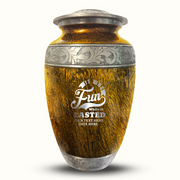 Custom Aluminum Human Urn - Elevate Collection - Dark Humor Design - Distressed Finish - 200 Cubic Inch