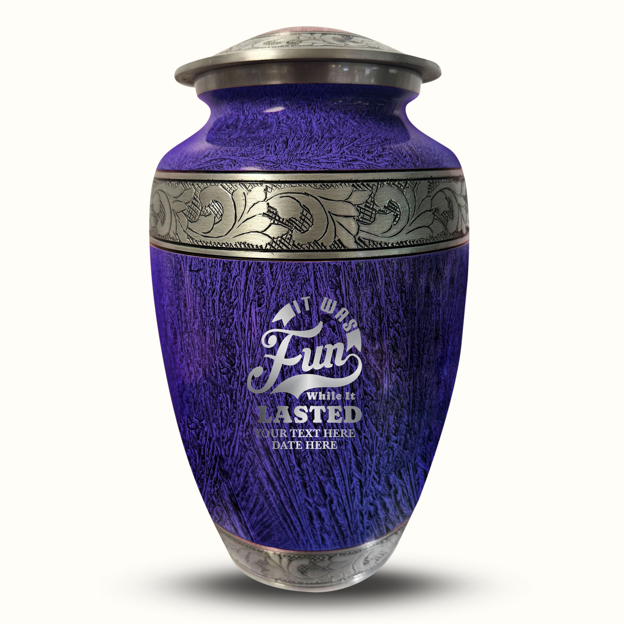 Custom Large Cremation Urn for Human Ashes - Elevate Collection - Dark Humor Design - Distressed Finish - 200 Cubic Inch