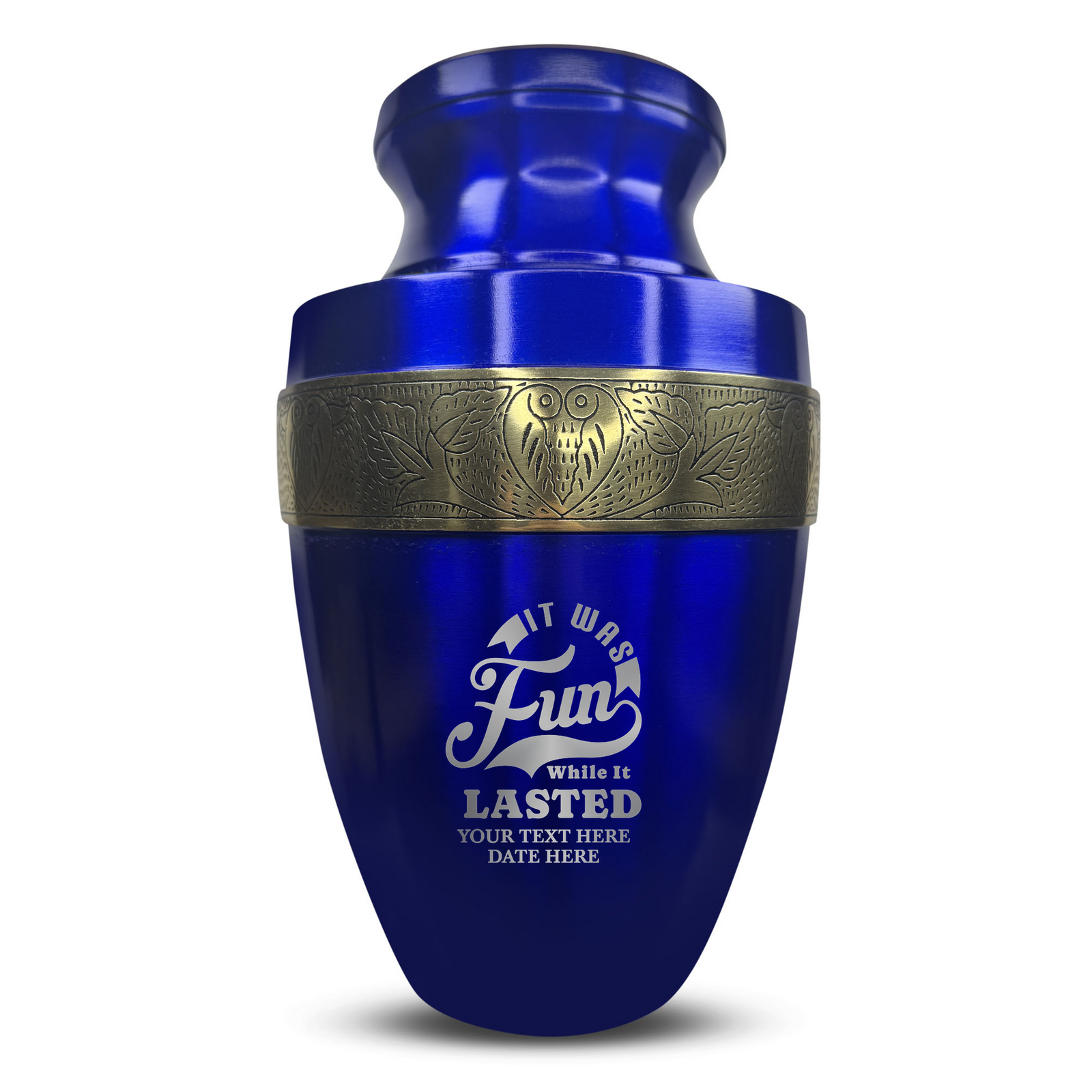 Custom Aluminum Human Urn - Dark Humor Design - Elite Collection with Gold Inlay - 200 Cubic Inch