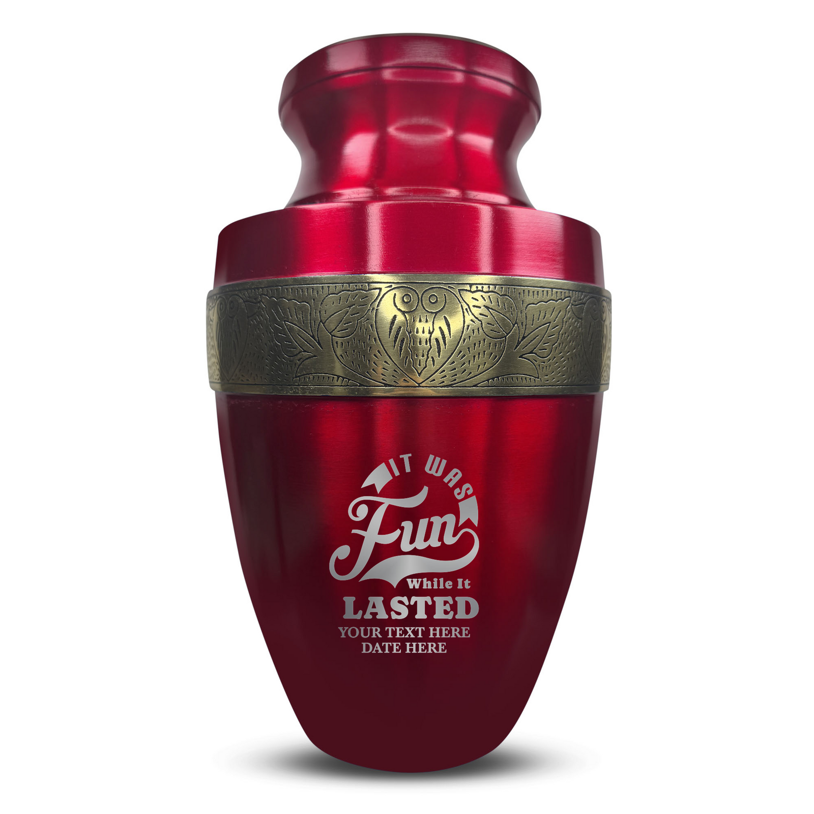Custom Aluminum Human Urn - Dark Humor Design - Elite Collection with Gold Inlay - 200 Cubic Inch