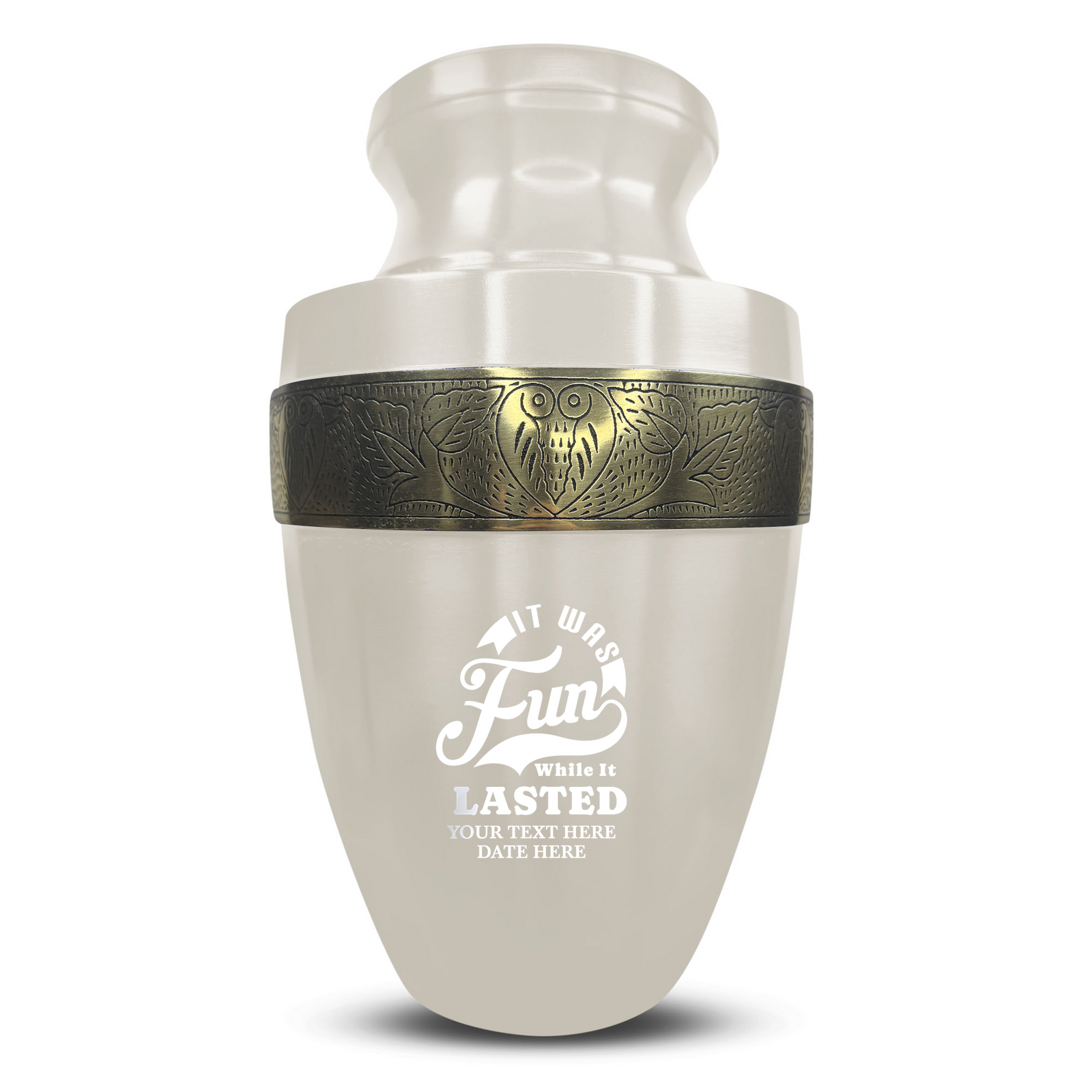Custom Aluminum Human Urn - Dark Humor Design - Elite Collection with Gold Inlay - 200 Cubic Inch