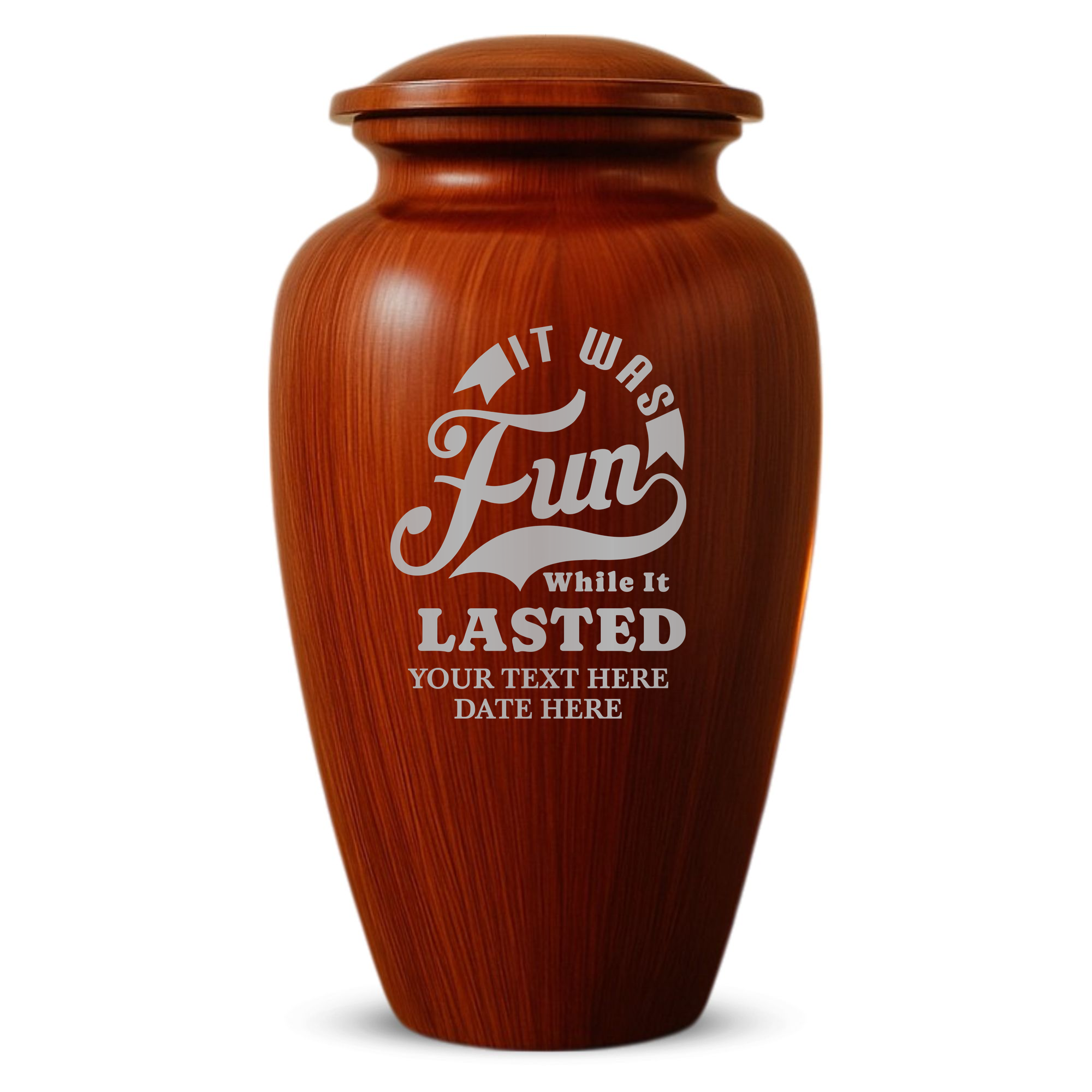 Human Cremation Urn - 200 Cubic Inch - Ingrained Wood Style Finish | Dark Humor