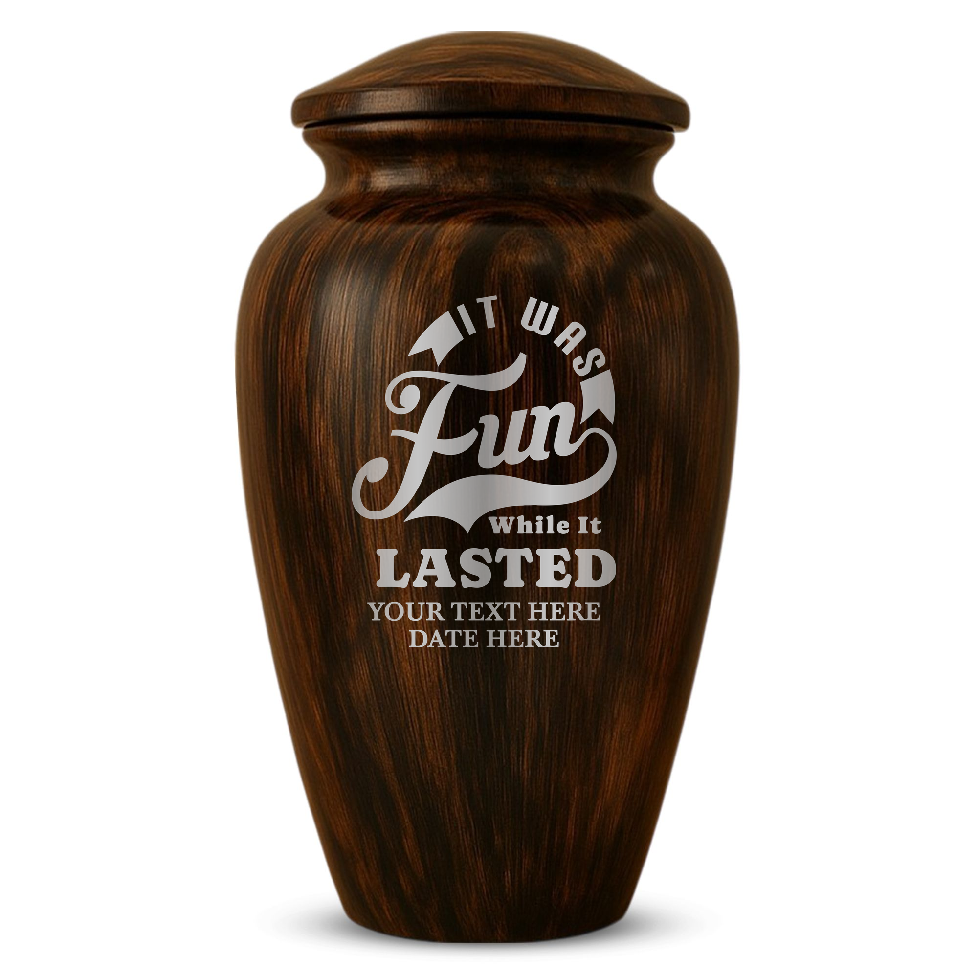 Human Cremation Urn - 200 Cubic Inch - Ingrained Wood Style Finish | Dark Humor