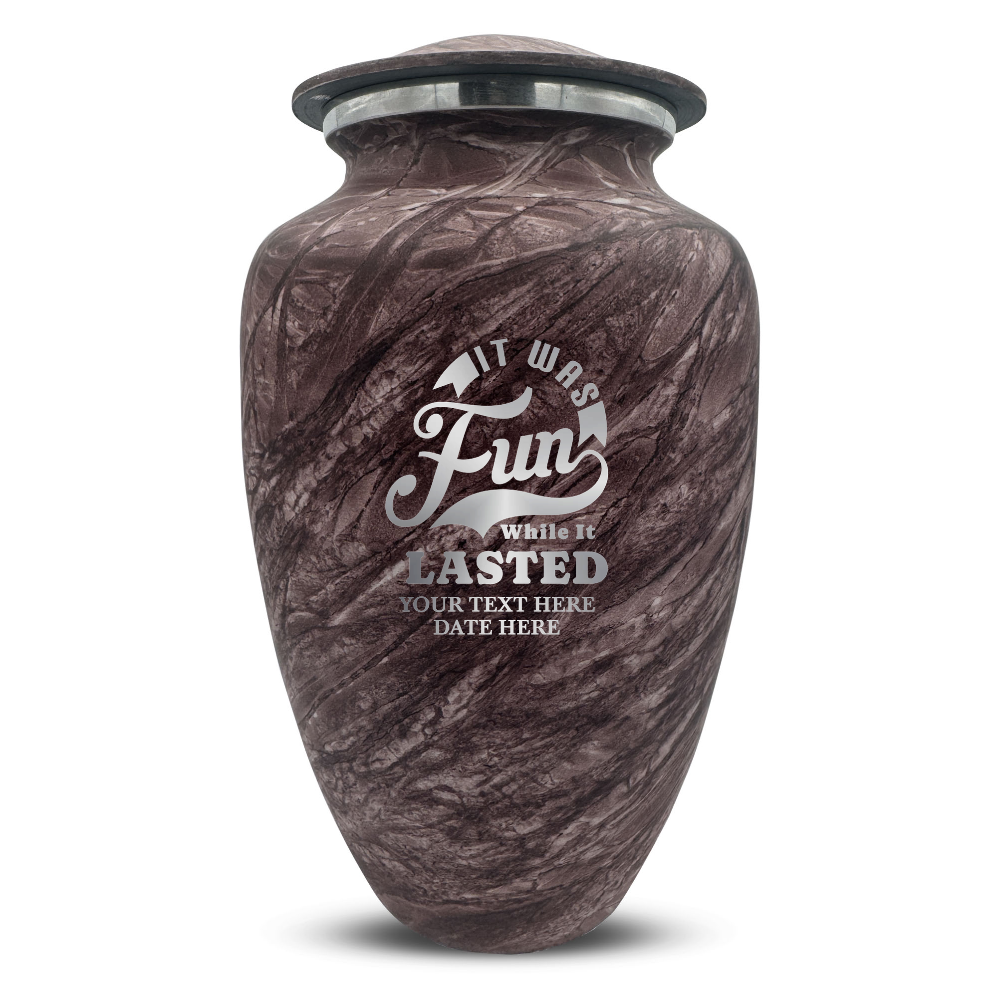 Custom Large Cremation Urn for Human Ashes - Soft Whisper Collection - Dark Humor Design - Distressed Finish - 200 Cubic Inch