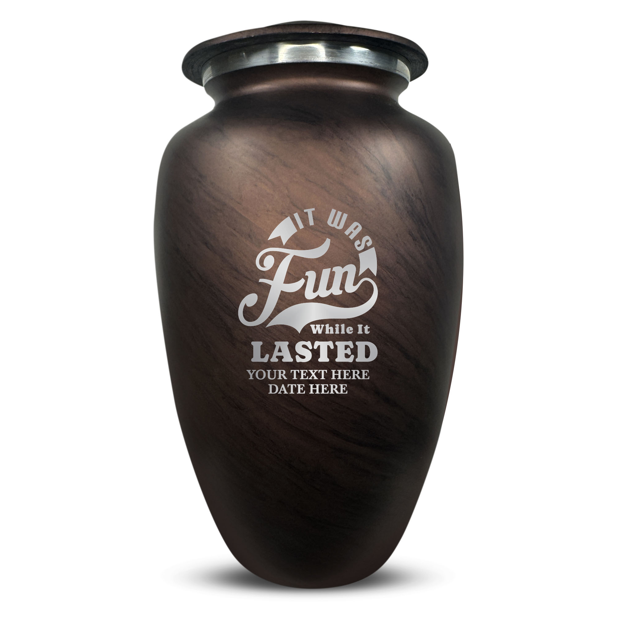 Custom Large Cremation Urn for Human Ashes - Soft Whisper Collection - Dark Humor Design - Distressed Finish - 200 Cubic Inch