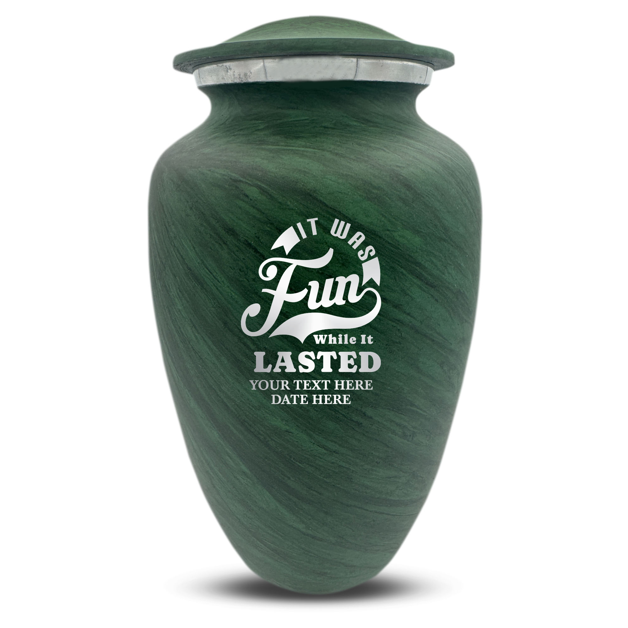 Custom Large Cremation Urn for Human Ashes - Soft Whisper Collection - Dark Humor Design - Distressed Finish - 200 Cubic Inch