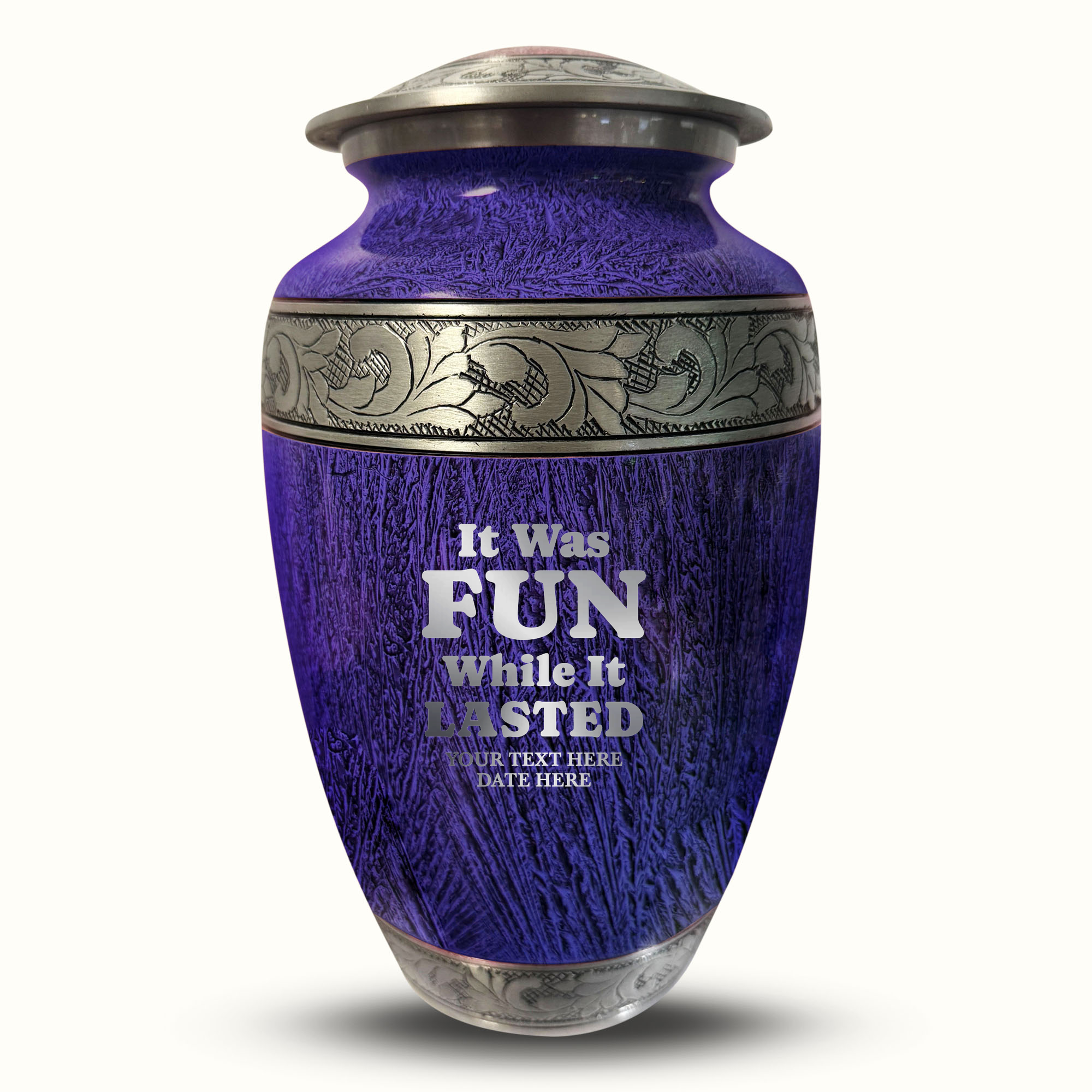 Custom Large Cremation Urn for Human Ashes - Elevate Collection - Dark Humor Design - Distressed Finish - 200 Cubic Inch