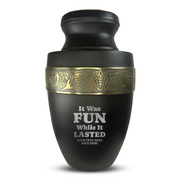 Custom Aluminum Human Urn - Dark Humor Design - Elite Collection with Gold Inlay - 200 Cubic Inch