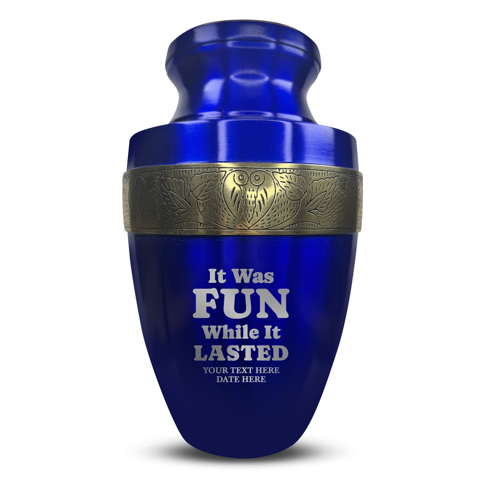 Custom Aluminum Human Urn - Dark Humor Design - Elite Collection with Gold Inlay - 200 Cubic Inch
