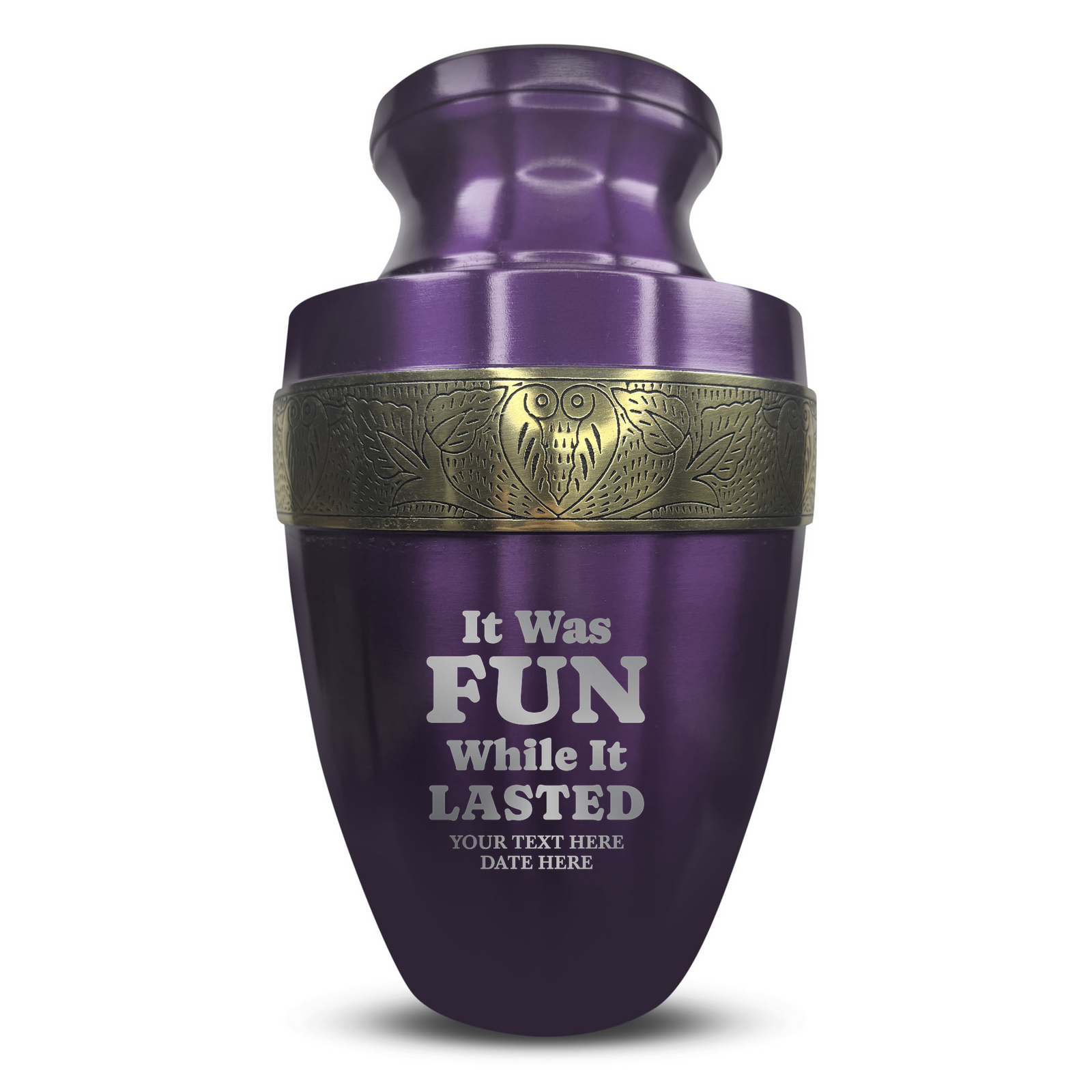 Custom Aluminum Human Urn - Dark Humor Design - Elite Collection with Gold Inlay - 200 Cubic Inch