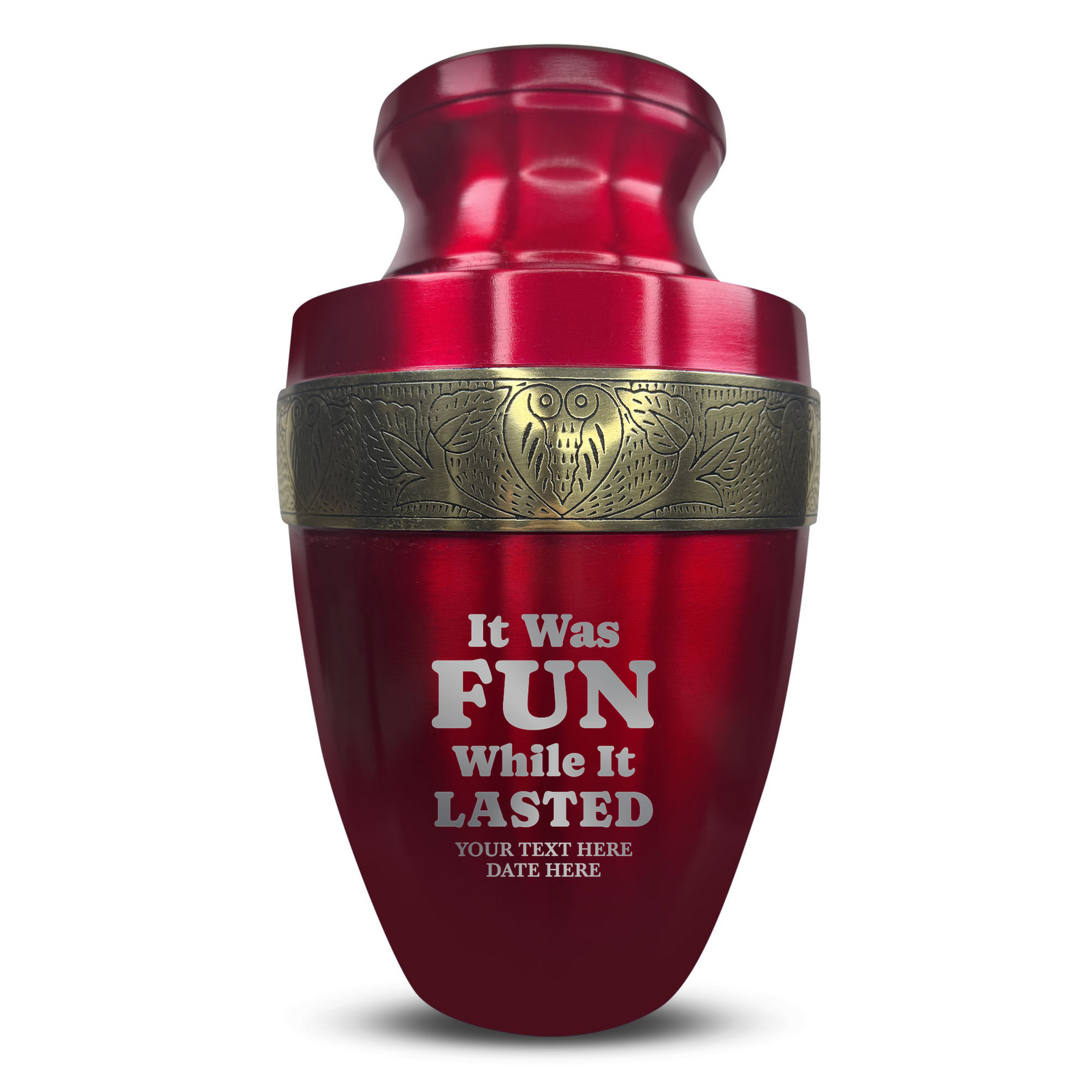 Custom Aluminum Human Urn - Dark Humor Design - Elite Collection with Gold Inlay - 200 Cubic Inch
