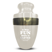 Custom Aluminum Human Urn - Dark Humor Design - Elite Collection with Gold Inlay - 200 Cubic Inch