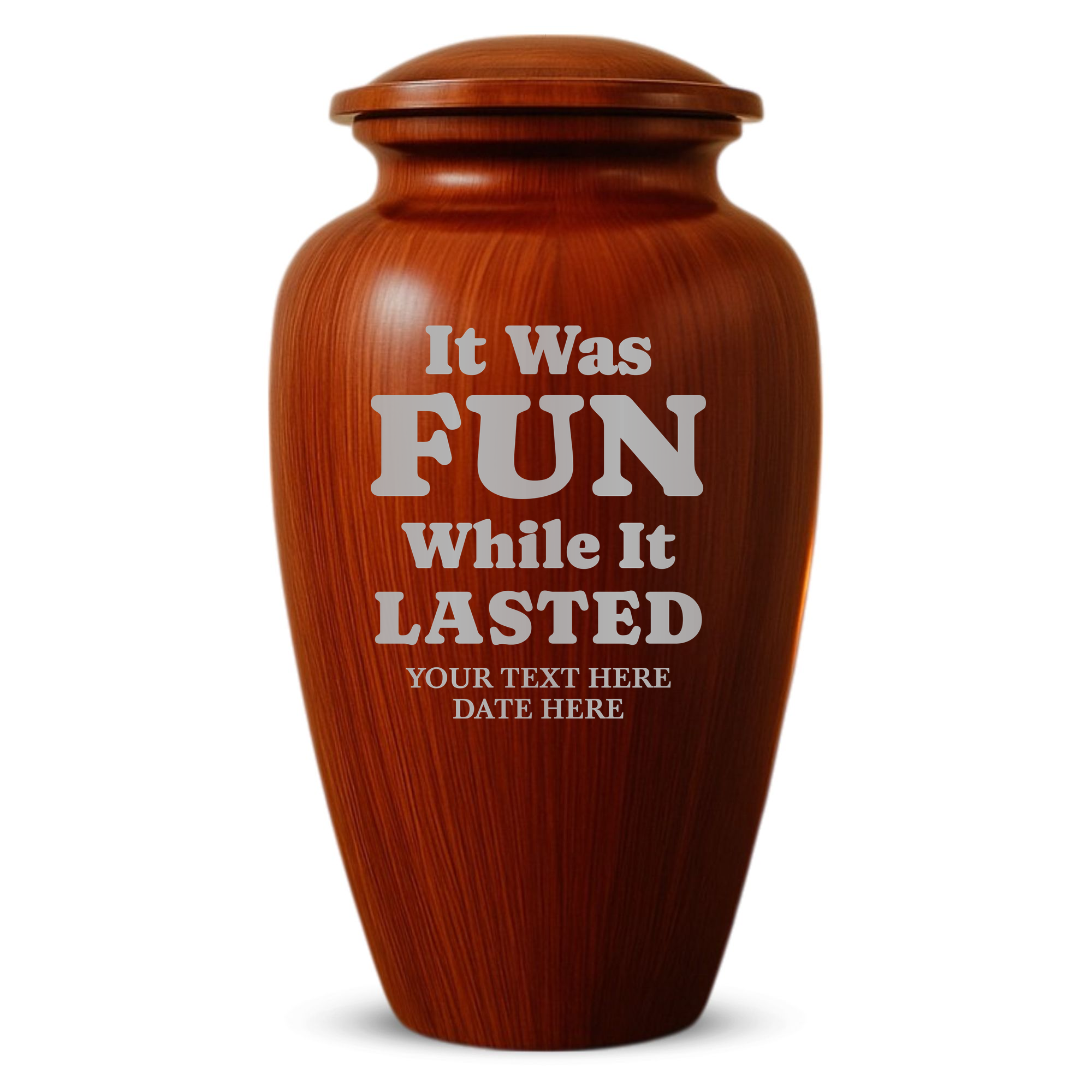 Human Cremation Urn - 200 Cubic Inch - Ingrained Wood Style Finish | Afterlife Humor
